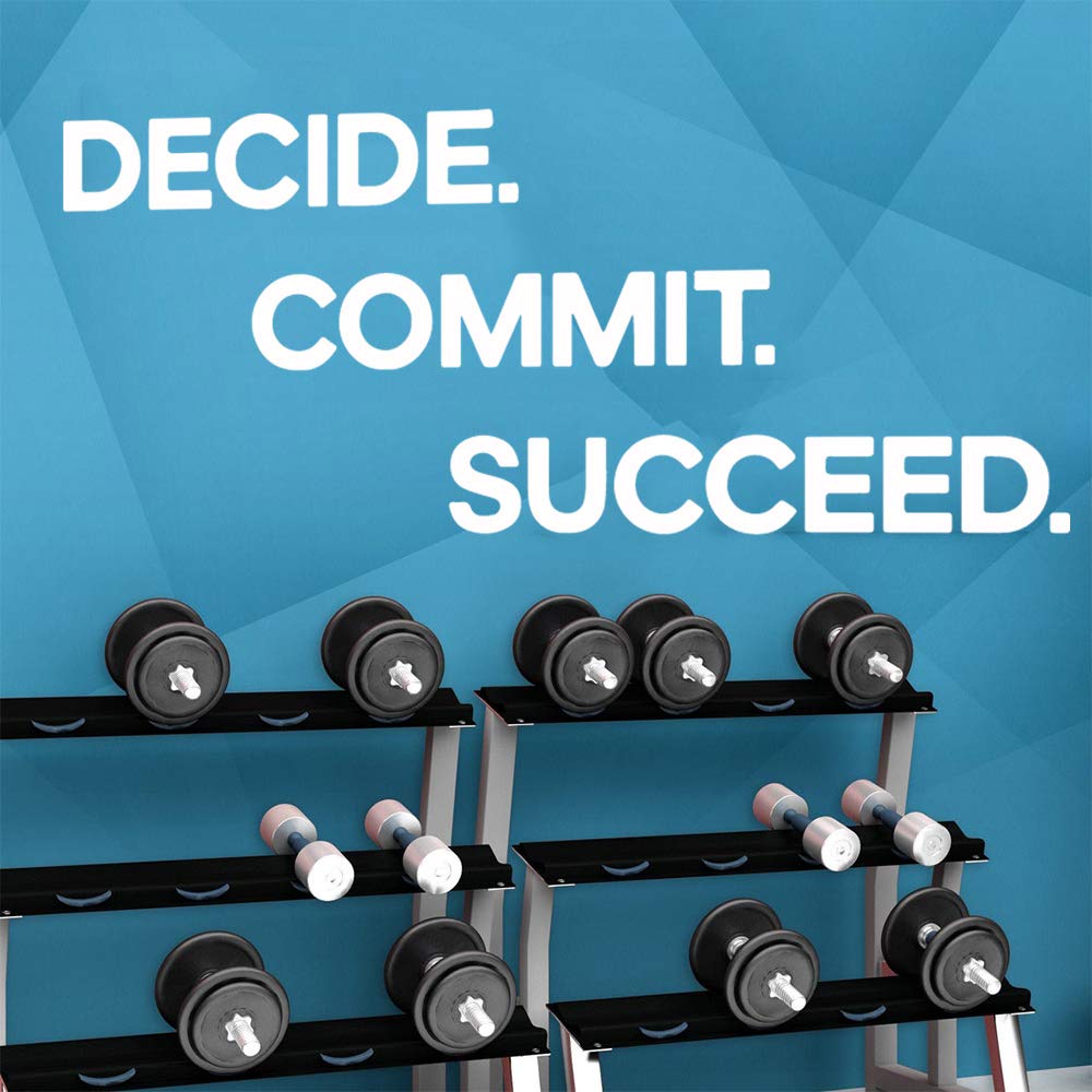 Home Gym Sign - Decide Commit Succeed Motivational Wall Art for Home & Office Decor - Perfect for Living Room, Bedroom, Gym & Workout Space Inspiration
