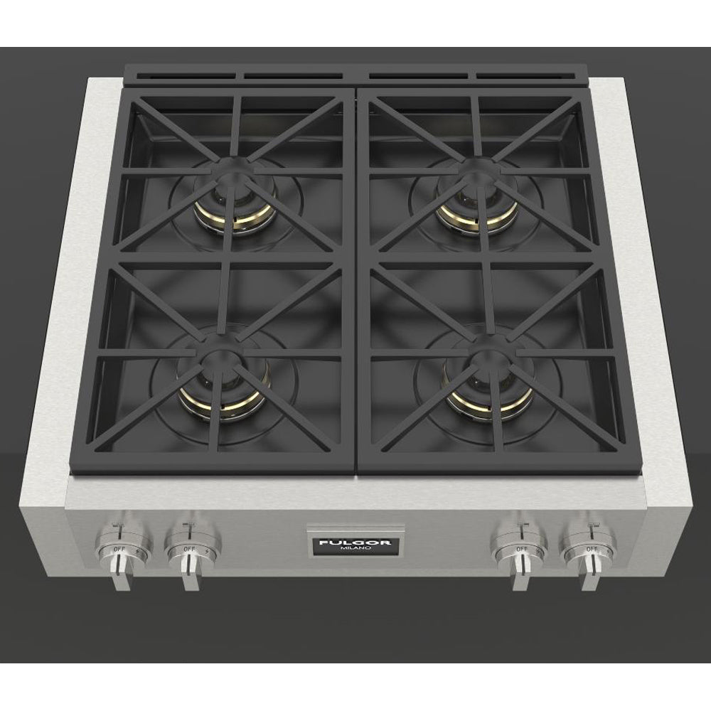 Fulgor Milano 30-Inch 600 Professional Series All Gas Rangetop - Stainless Steel (F6GRT304S1) | Premium Gas Cooktop for Home Chefs & Professional Kitchens