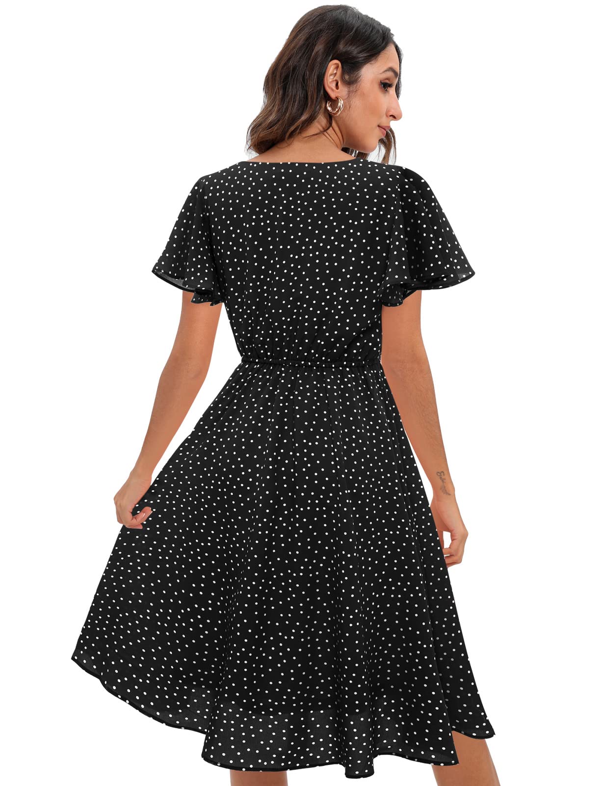 Gardenwed Women's Floral Chiffon Dress - Summer Beach Dress with Elastic Waist for Outdoor Parties, Vacations & Casual Wear