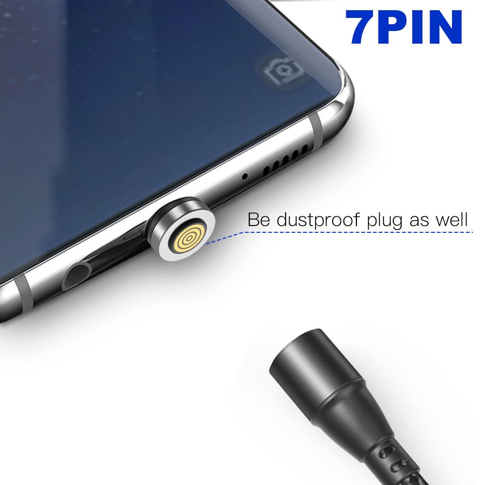 AXFEE 7-Pin USB-C Fast Charging Cable Adapter 3-Pack - 540° Magnetic Charging Tips for Samsung Galaxy S22/S21, Laptops & Tablets - Durable Magnetic Connector Heads for Home, Office & Travel Charging