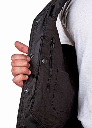 REED Men's Soft Durable Leather Vest Black - Genuine Leather Biker Vest with 2 Inside Pockets for Motorcycle Riding & Outdoor Activities