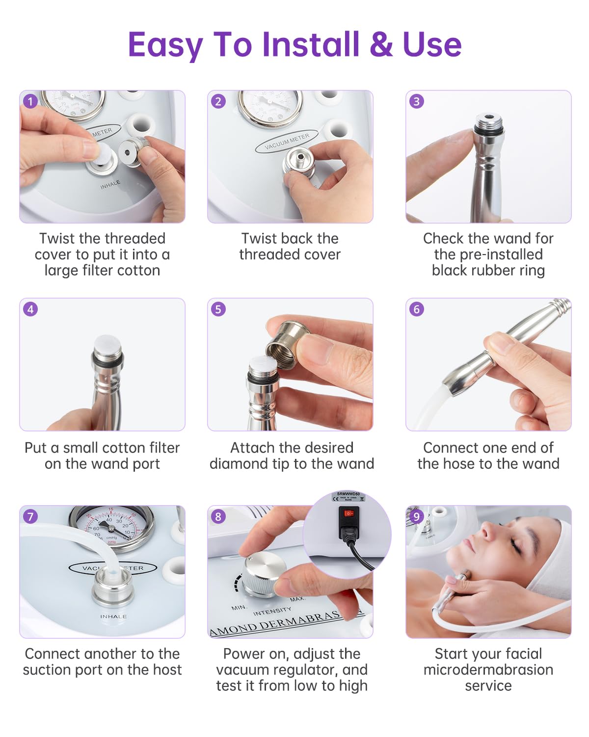 UNOISETION Professional Diamond Microdermabrasion Machine - At-Home & Salon Facial Exfoliation Tool for Glowing Skin | Esthetician-Grade Dermabrasion Device for Beginners & Professionals | Perfect for Anti-Aging, Blackhead Removal & Skin Rejuvenation