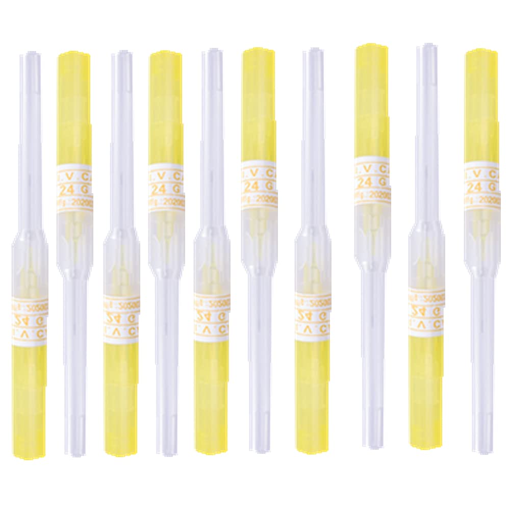 24G Catheter Piercing Needles 10Pcs - Sterilized IV Needles for Ear, Nose & Body Piercing | Professional Tattoo Supplies Kit for Safe Body Art & Piercing Procedures (Ideal for Tattoo Shops, Piercing Studios & Home Use)