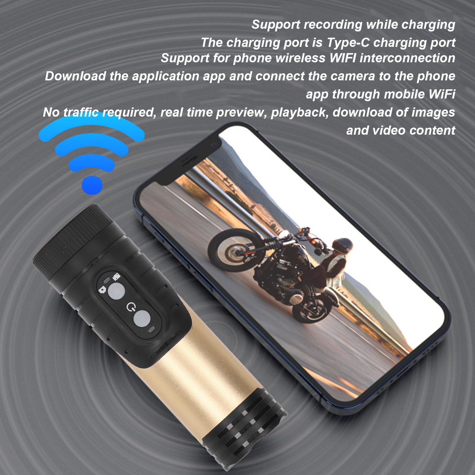 4K Action Camera 12MP WiFi Waterproof Sports Camera with 120° Wide-Angle Lens - HD Helmet Camera for Diving, Surfing, Cycling & Outdoor Adventures (Black/Gold)
