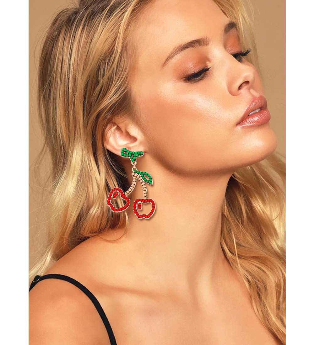 Handmade Boho Beaded Drop Earrings for Women - Tropical Fruit & Flamingo Seed Bead Dangle Earrings - Perfect for Summer, Beach Vacations & Boho Fashion Accessories