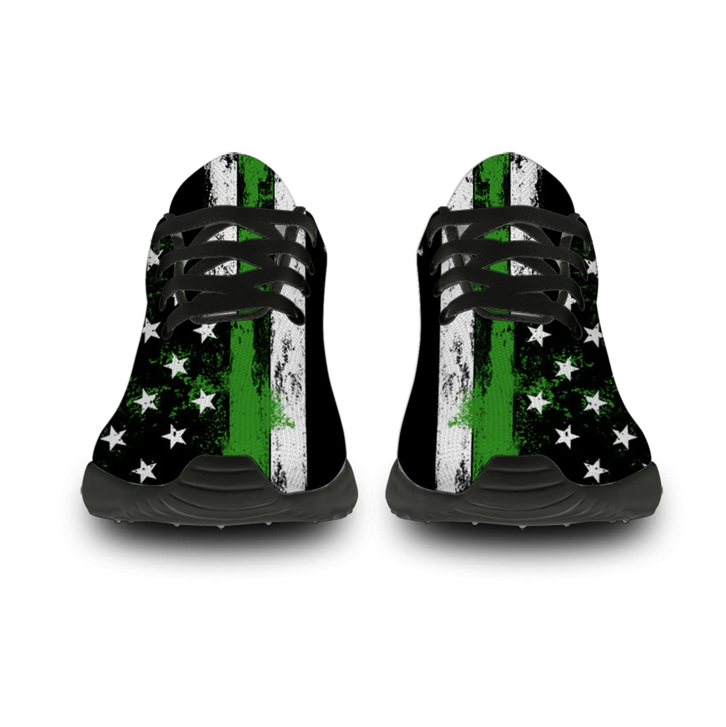 Thin Blue Line American Flag Running Shoes for Men & Women - Lightweight Walking Tennis Sneakers for Police Patrol, First Responders - Perfect Gift for Boys & Girls - Size 7.5 Men/9 Women Black - Ideal for Jogging, Workouts & Everyday Wear