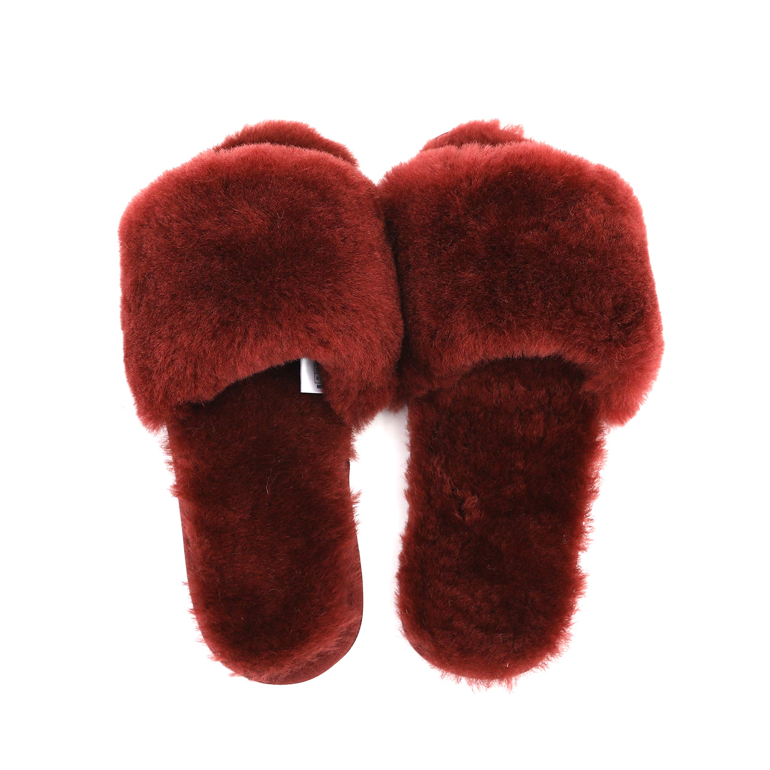 Women's Luxury Boiled Wool Slippers with Real Fur - Open Toe House Slippers by Dechic | Cozy Home & Indoor Comfort for Winter Relaxation