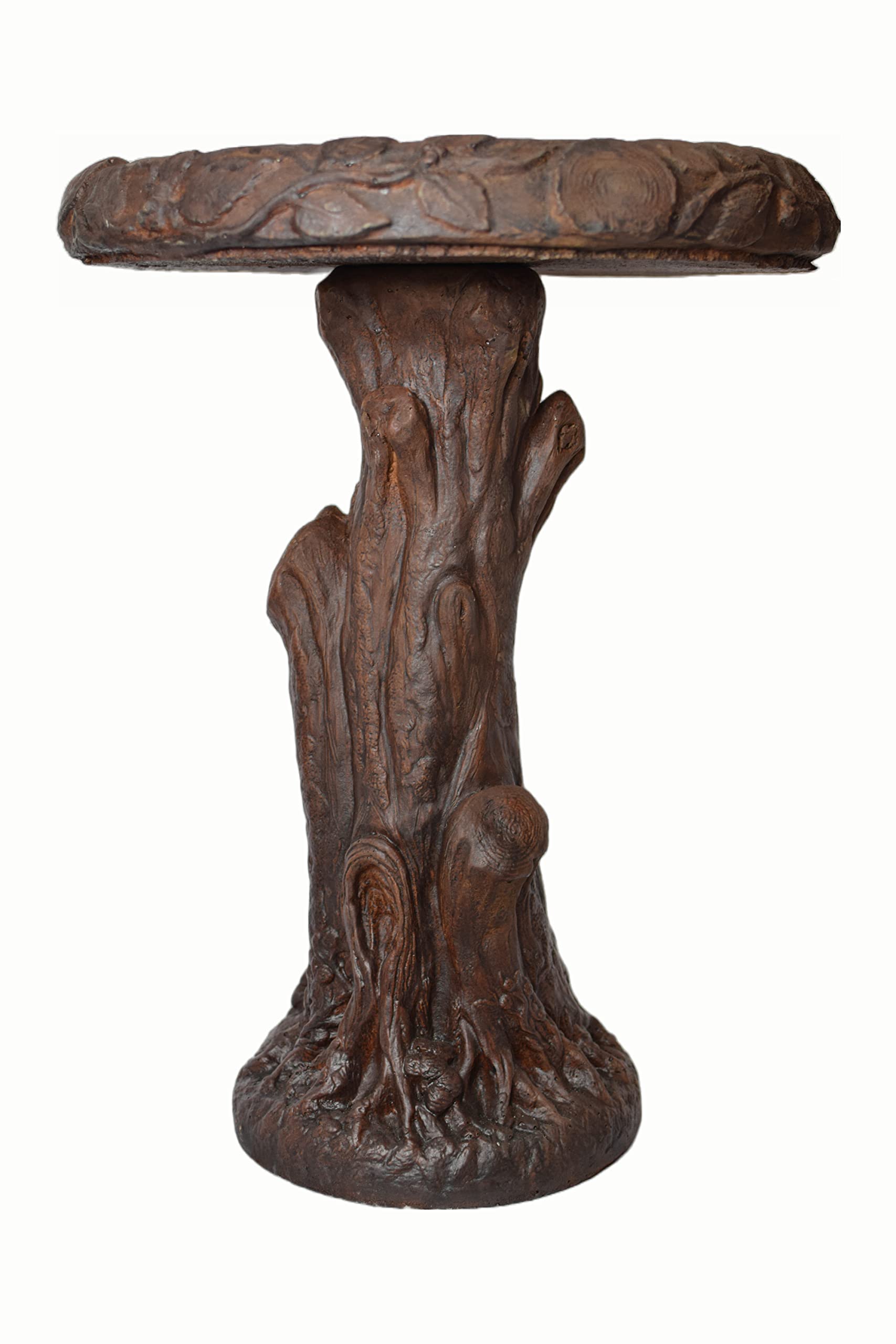 Natural Walnut Timber Wood Birdbath - 24 Inch Tall x 18 Inch Wide Outdoor Garden Decoration - Perfect for Backyard Bird Watching and Patio Decor