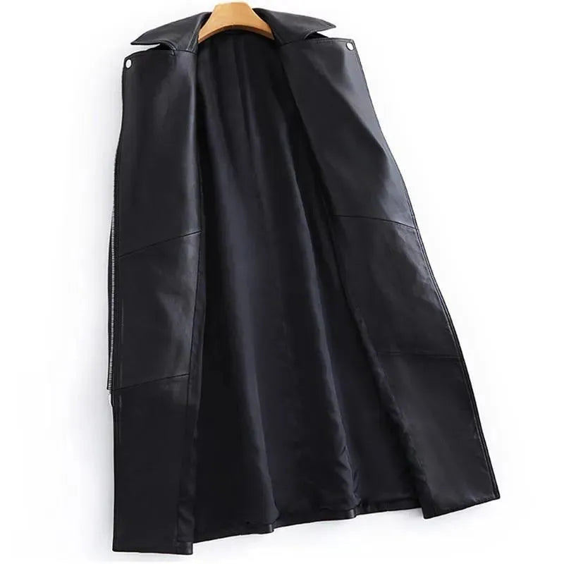 NYC Women's Genuine Leather Trench Coat - Waterproof Winter Long Coat for Business & Casual Wear | Perfect for Office, Travel & City Fashion