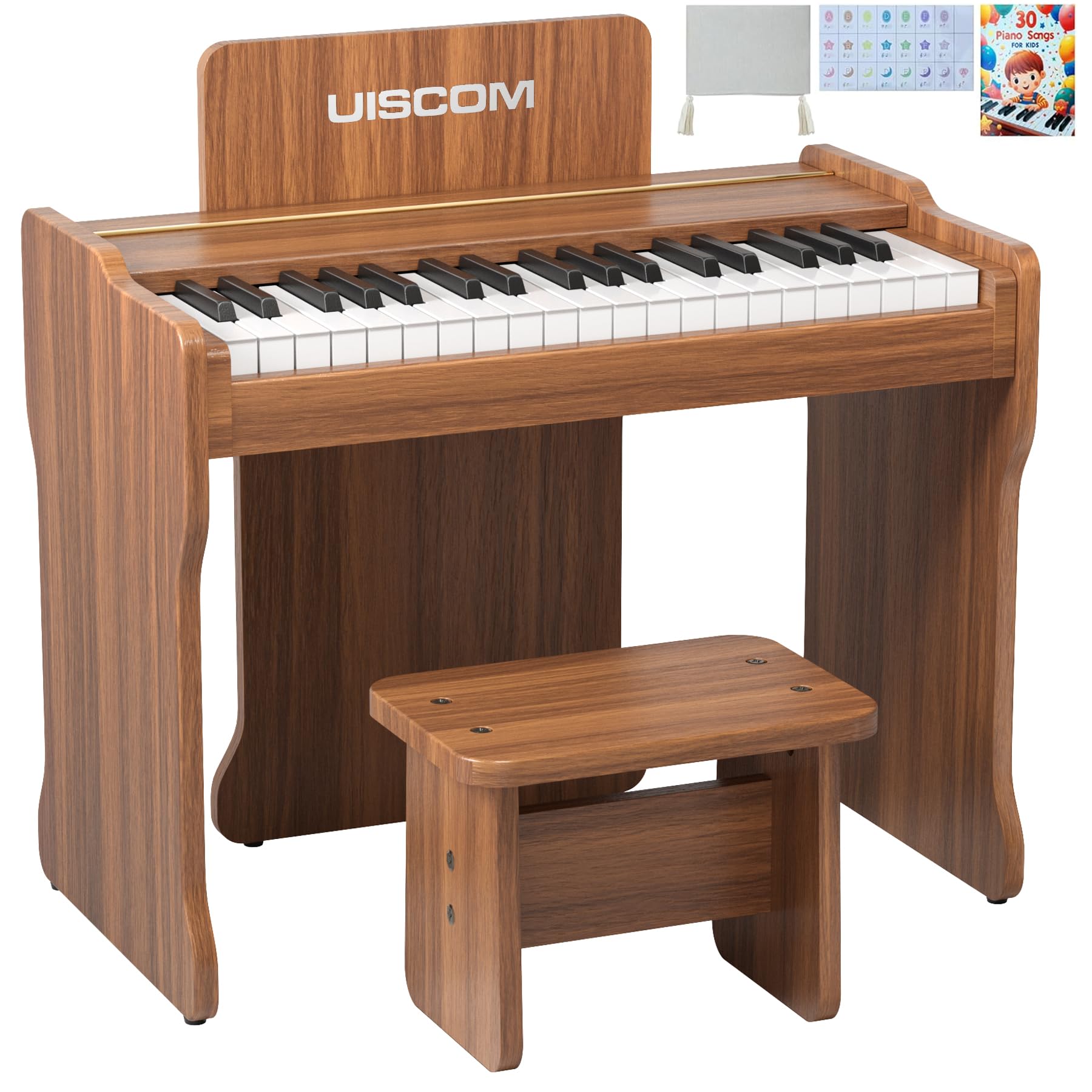 37-Key Kids Digital Piano Keyboard - Wooden Musical Toy for Toddlers Ages 3+ | Portable Mini Piano for Early Childhood Music Education & Home Play (Brown) - Perfect for Birthday Gifts, Preschool Learning & Family Entertainment