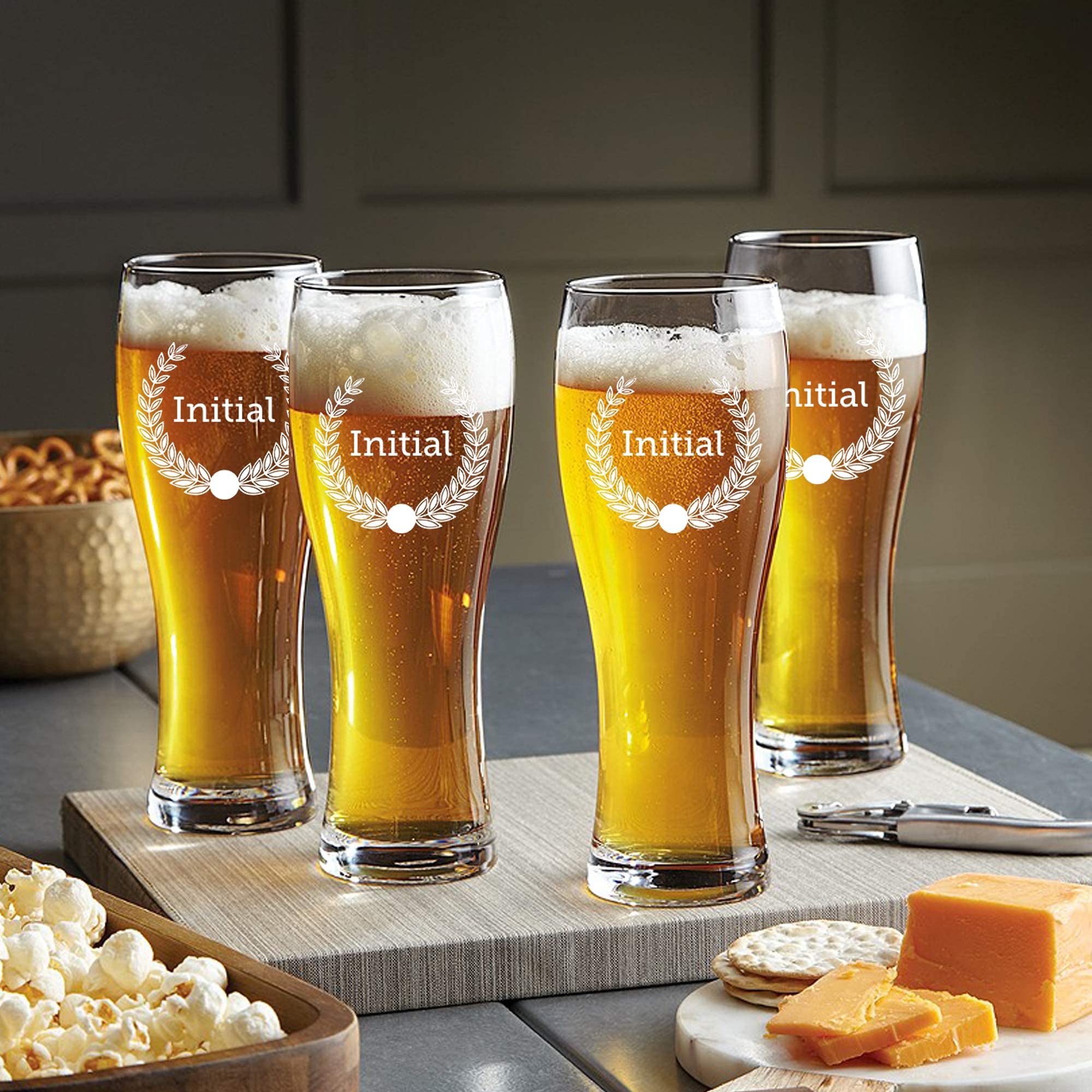 Customizable Pilsner Beer Can Set of 4 with Matching Coasters - Perfect for Home Bars, Parties & Gifts for Beer Lovers