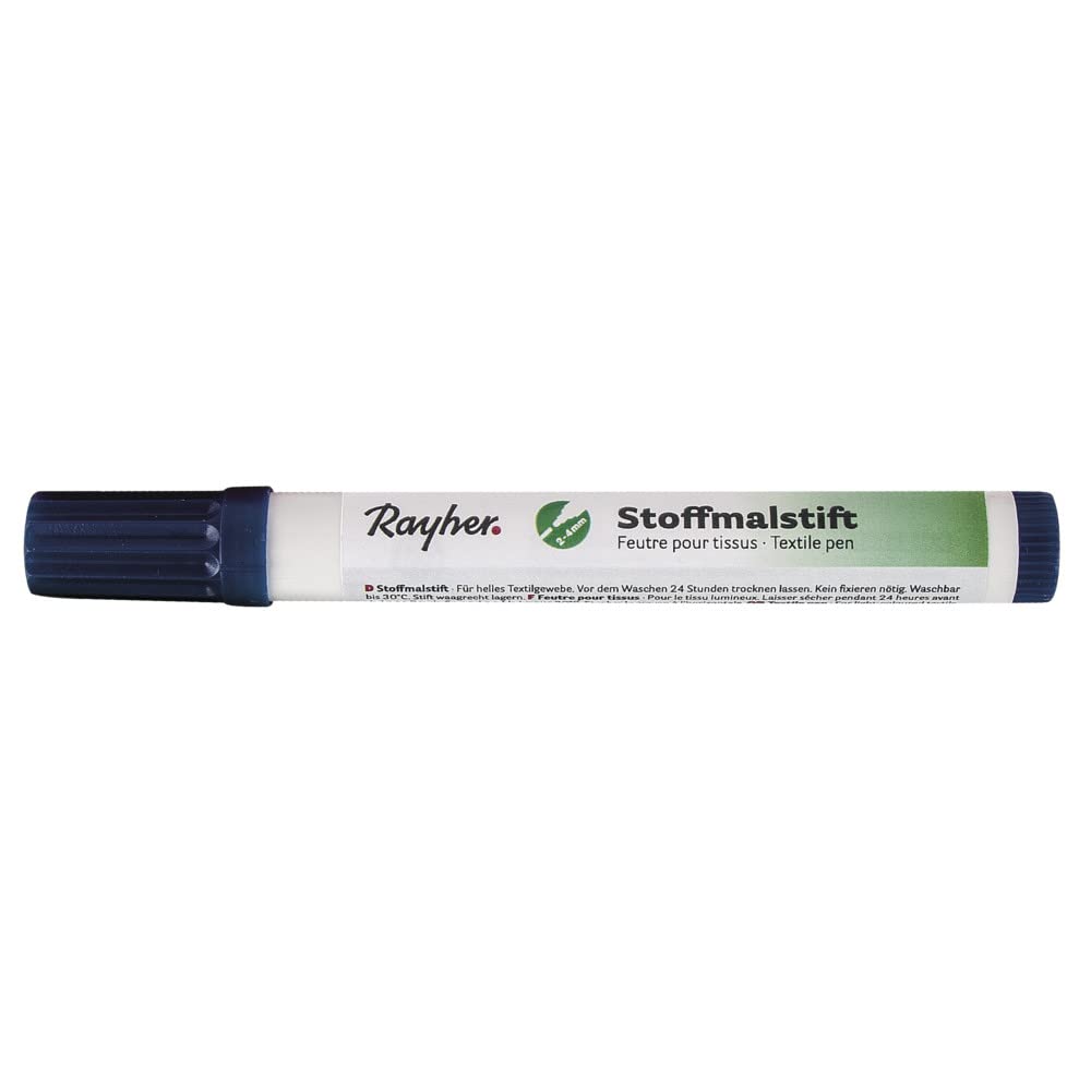 Rayher Textile Fabric Markers - Thick Tip Dark Blue Permanent Fabric Pens for DIY Crafts, T-Shirts, Shoes & Home Decor (3825410)