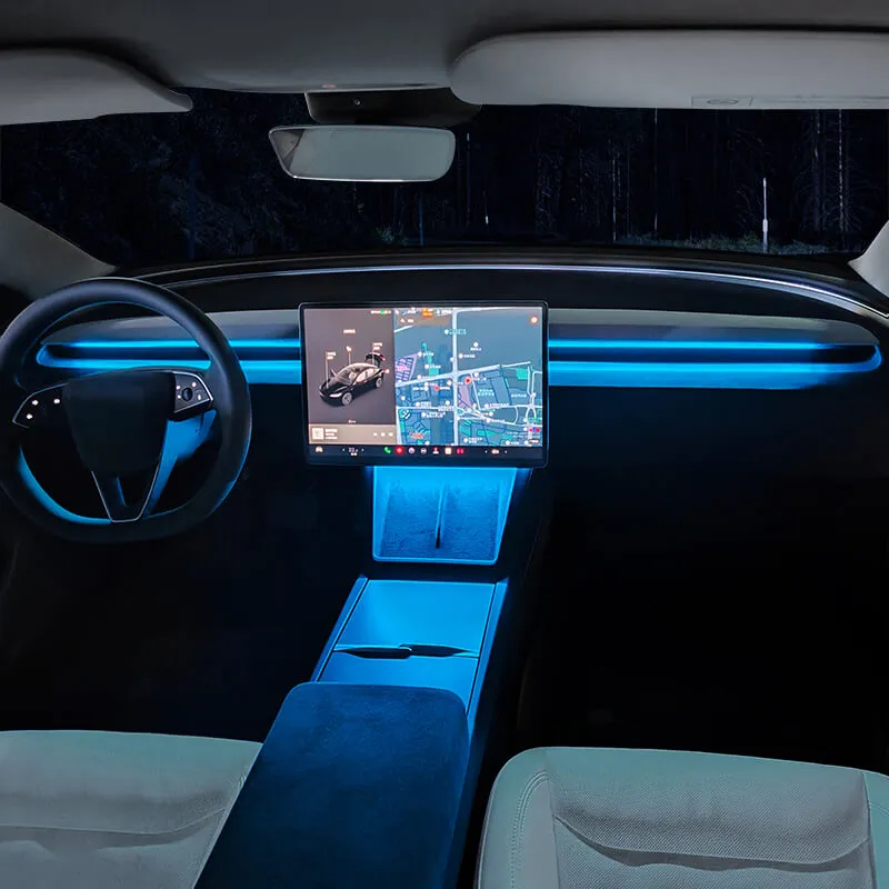 Custom Ambient Neon Lights for 2024+ Tesla Model 3 Highland & 2025 Model Y Juniper | App Controlled Multicolor LED Interior Lighting Kit | Perfect for Night Driving & Car Customization