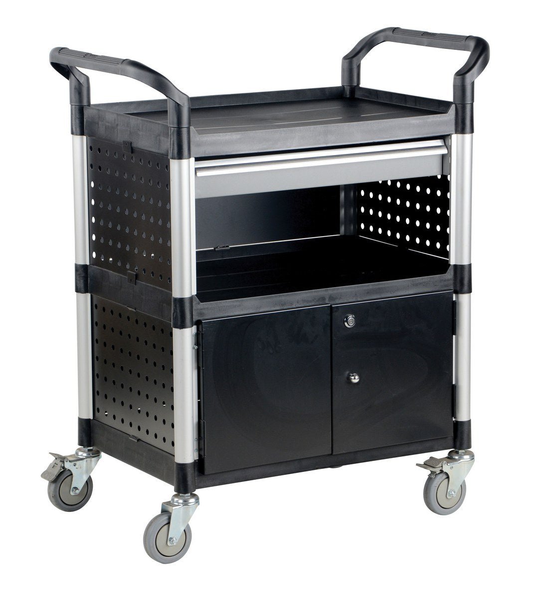 Commercial Service Carts - Heavy Duty Utility Cart with Wheels for Restaurant, Hotel & Office Use - Perfect for Food Service, Cleaning Supplies & Equipment Transport