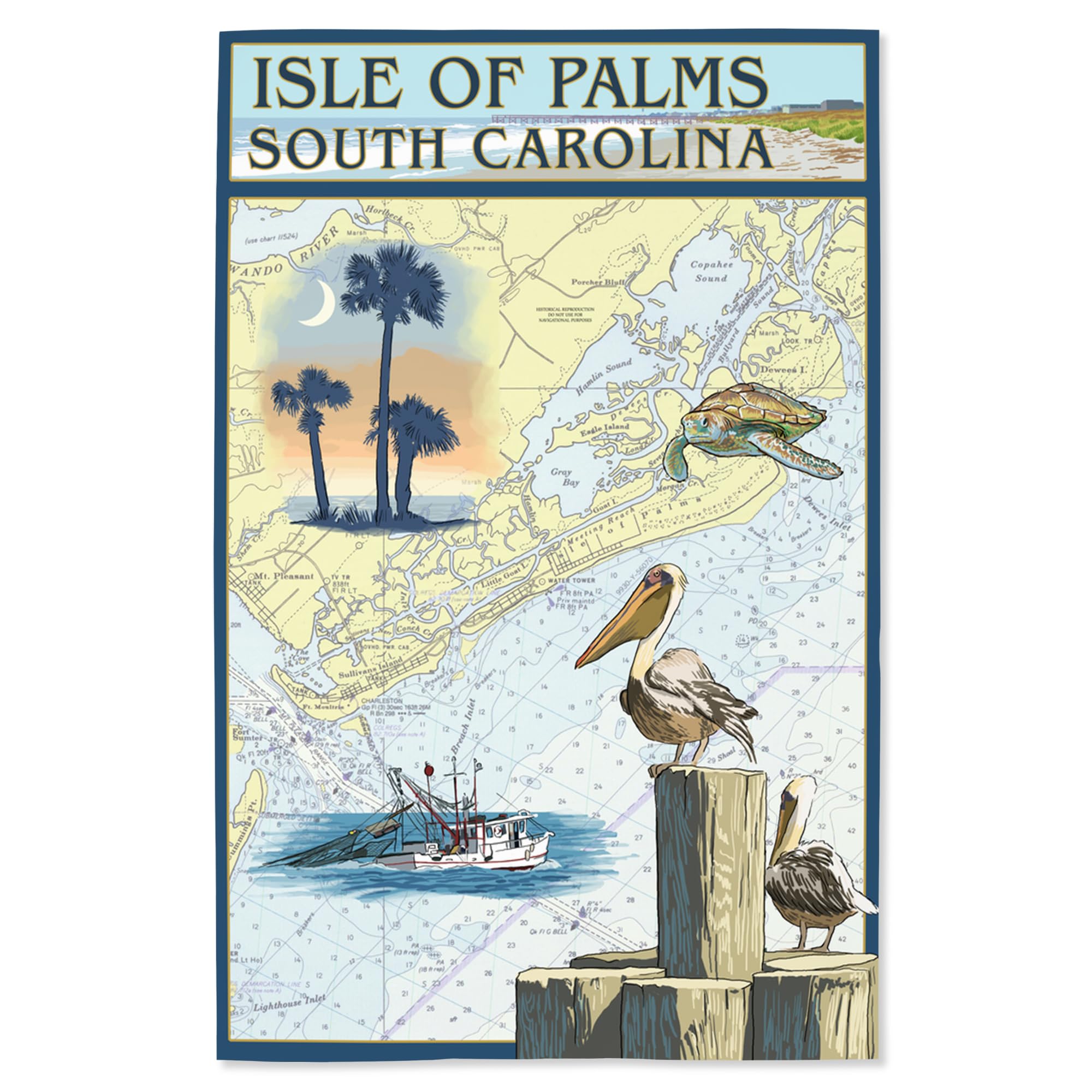 Lantern Press 16x24 Inch Giclee Art Print - Isle of Palms South Carolina Nautical Chart Wall Decor | Perfect for Coastal Living Rooms, Beach Houses & Nautical Themed Offices