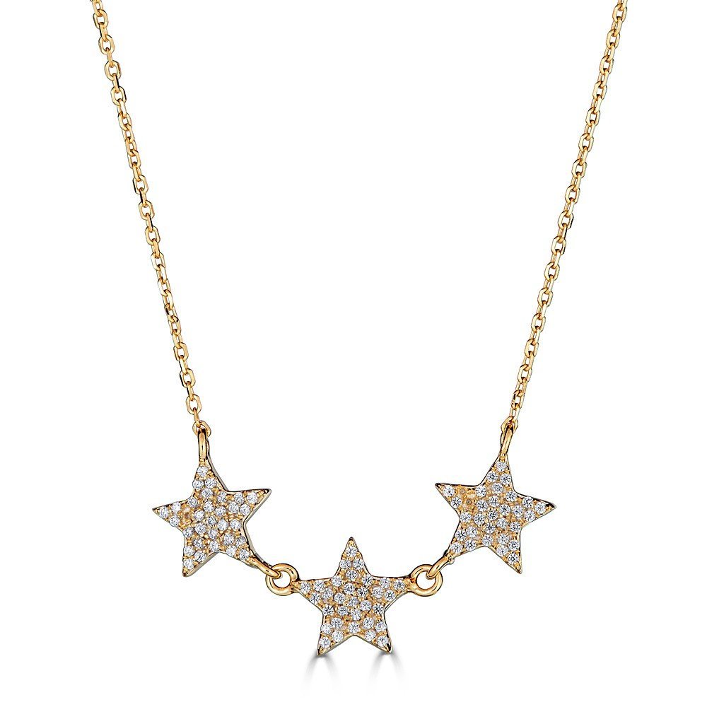 14K Gold Diamond Pave Star Necklace - 0.18 CTW Genuine Diamond Jewelry for Women, Perfect Gift for Birthday, Anniversary & Valentine's Day