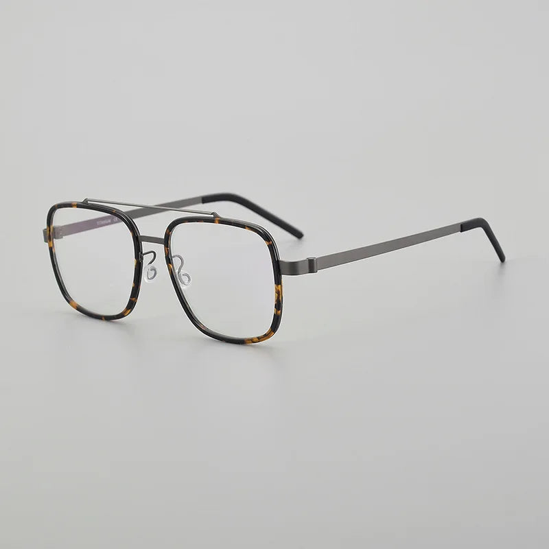 Stylish Black Unisex Titanium Square Full Rim Double Bridge Eyeglasses 19744 - Perfect for Work, Reading & Fashion Accessories