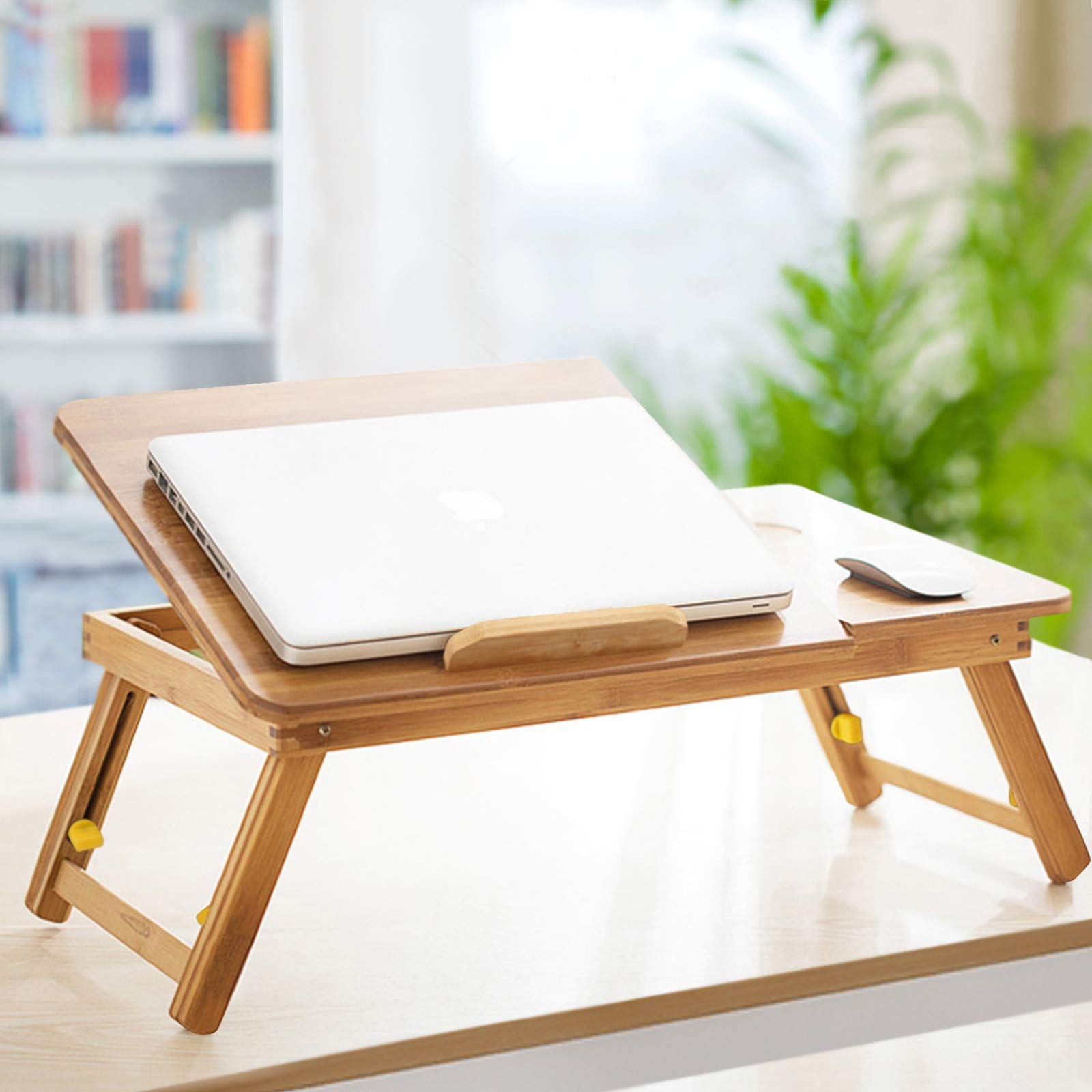 Bamboo Lap Desk for Laptop - Foldable Bed Tray Table Fits 17.7 Inch Laptops, Perfect for Breakfast in Bed, Homework, Study, Reading & Dining - Portable Workstation for Home Office & Dorm Room