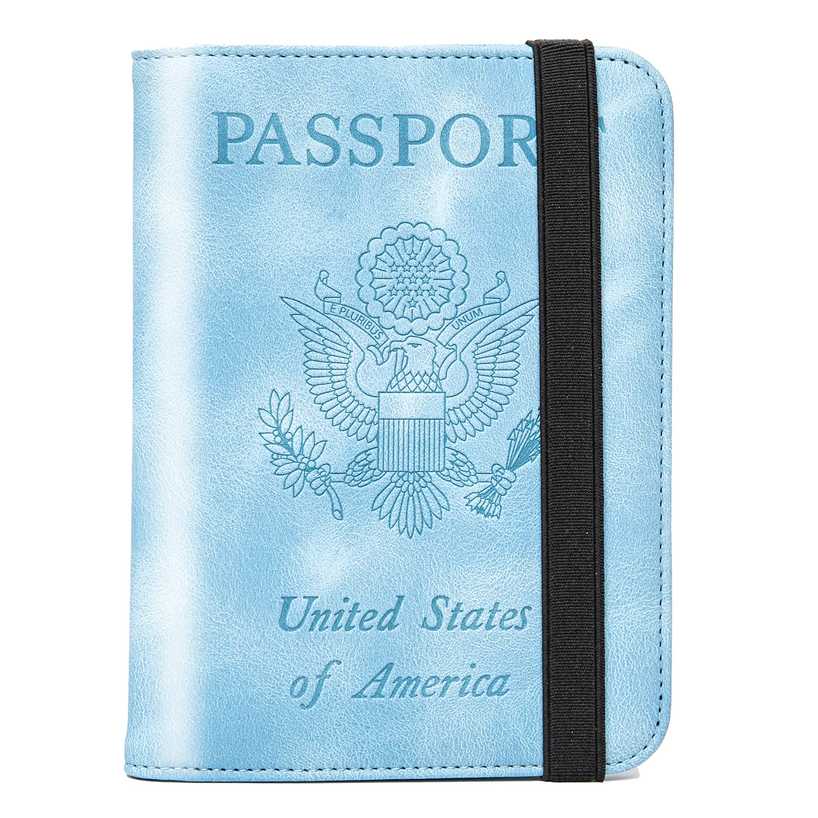 Premium RFID Blocking Passport Holder & Travel Wallet - Secure Leather Cover for Men & Women - Light Blue - Ideal for Airports, Business Trips & International Travel