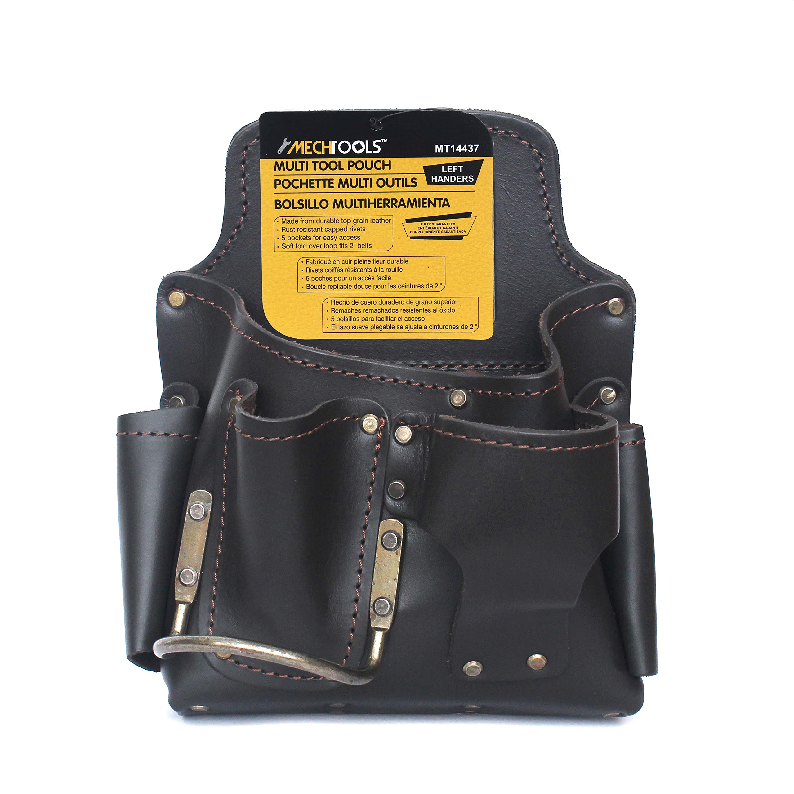 Leather Multi-Tool Pouch for Belt - Durable Left-Handed Sheath for Leatherman & Multitools - Perfect for Construction, Camping, Hiking & DIY Projects