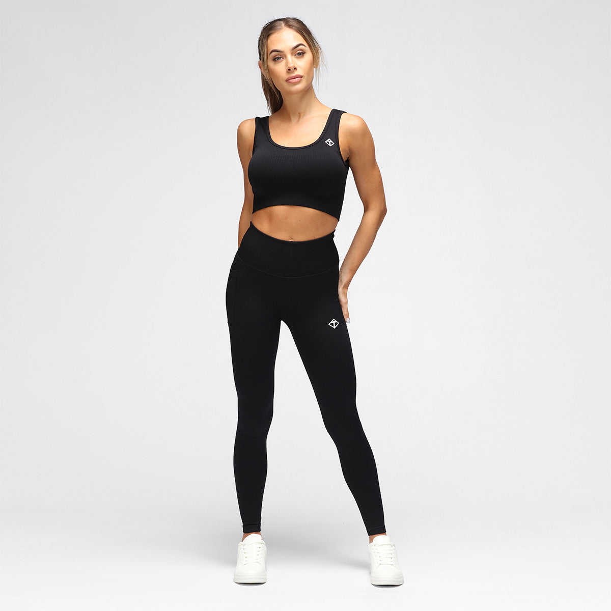 High Waist Black Ribbed Seamless Leggings for Women - Tummy Control Yoga Pants - Perfect for Workout, Running & Casual Wear