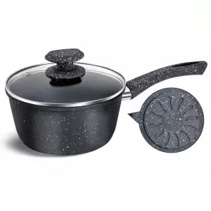 Non-Stick Stockpot & Milk Pot - 3QT Small Saucepan for Dorm, Kitchen, Cooking Instant Noodles, Heating Milk, Food Supplements - Light Grey Stew Pot for College & Small Space Living