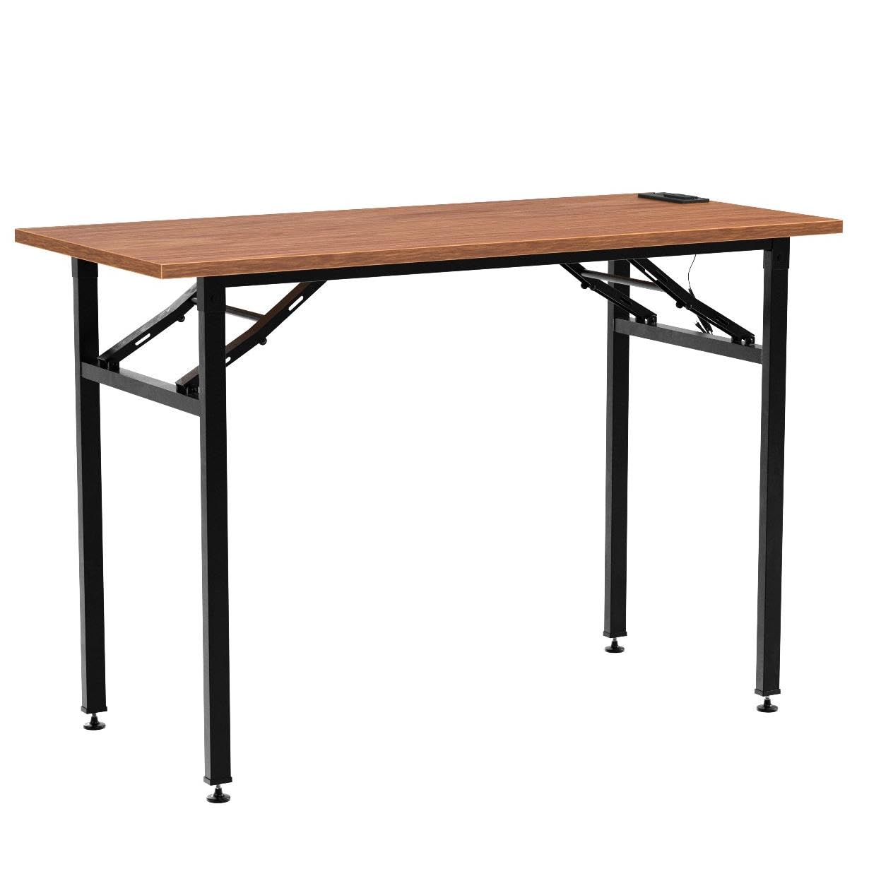 Frylr Folding Computer Desk with Built-in Power Outlets & USB Ports - 43.3