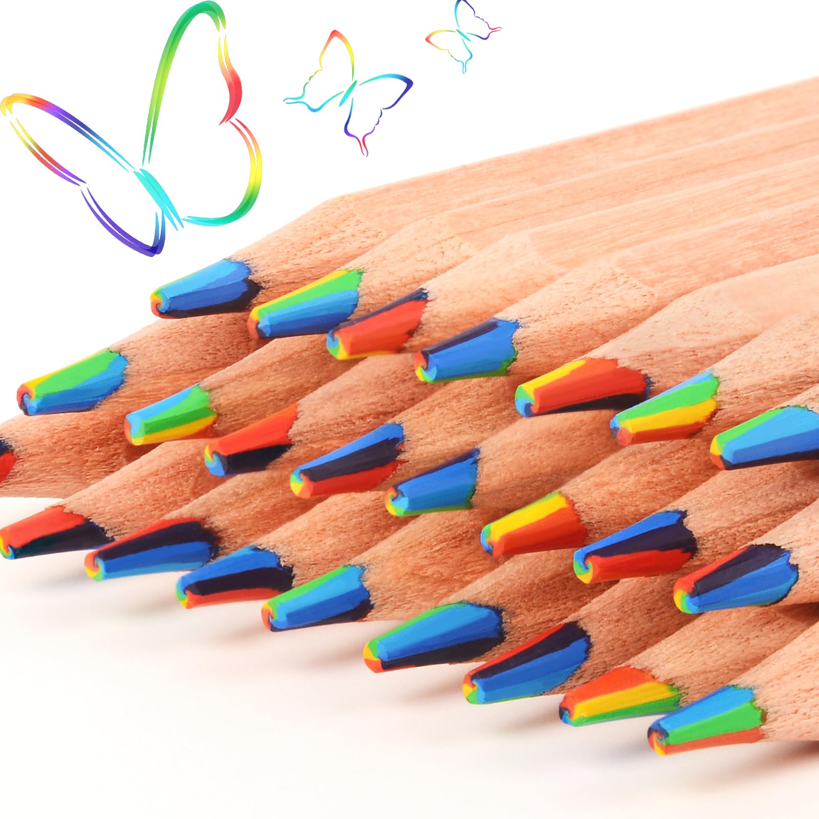 30-Piece 7-in-1 Rainbow Colored Pencils for Kids & Teens - Bulk Pre-Sharpened Multicolor Pencils for Easter Basket Stuffers, Goodie Bags, Party Favors - Perfect for School, Art Projects & Birthday Gifts