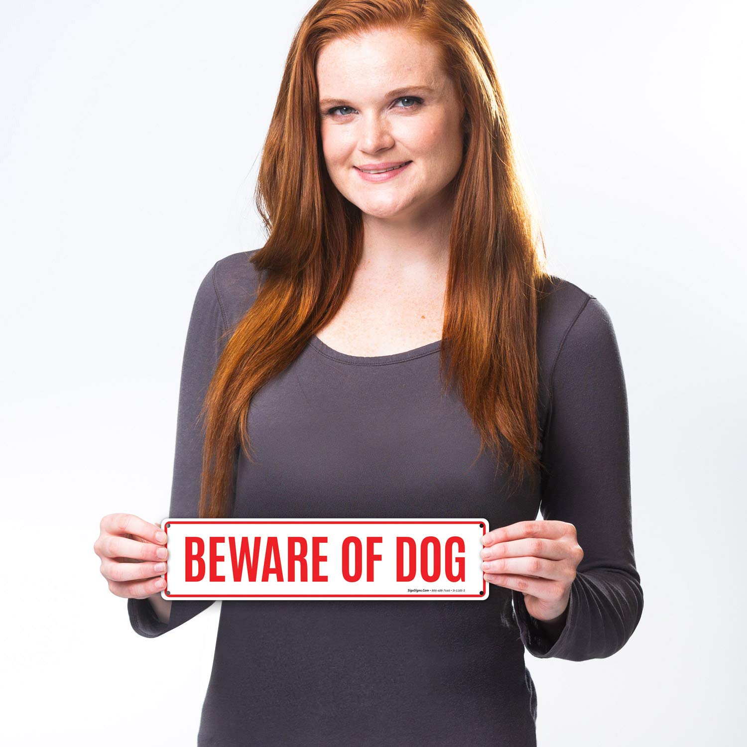 Beware of Dog Sign - 3x12 Inches Rust-Free Aluminum Warning Sign with Red Text - Durable .040 Gauge for Indoor & Outdoor Use - Made in USA - Perfect for Home Security, Yard Protection & Pet Safety