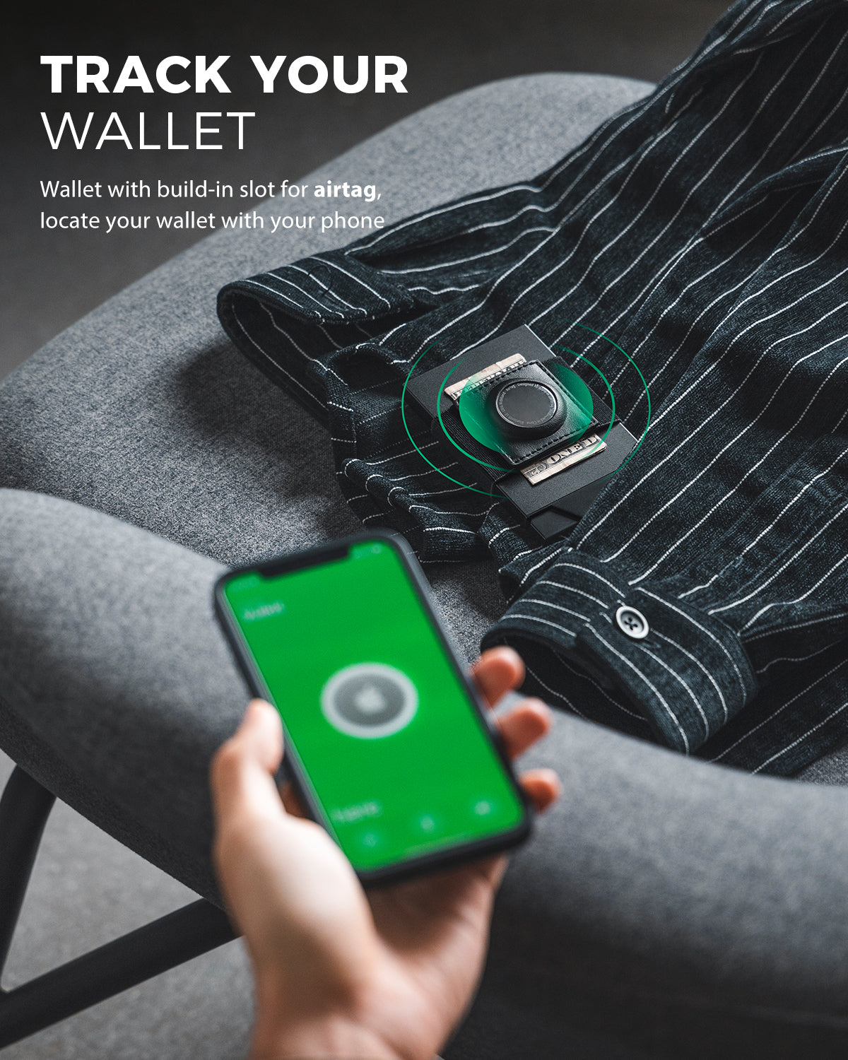VC408 RFID Blocking Men's Wallet with AirTag Holder & Money Band - Slim Card Holder for Cash & Credit Cards - Perfect for Travel, Business & Everyday Use