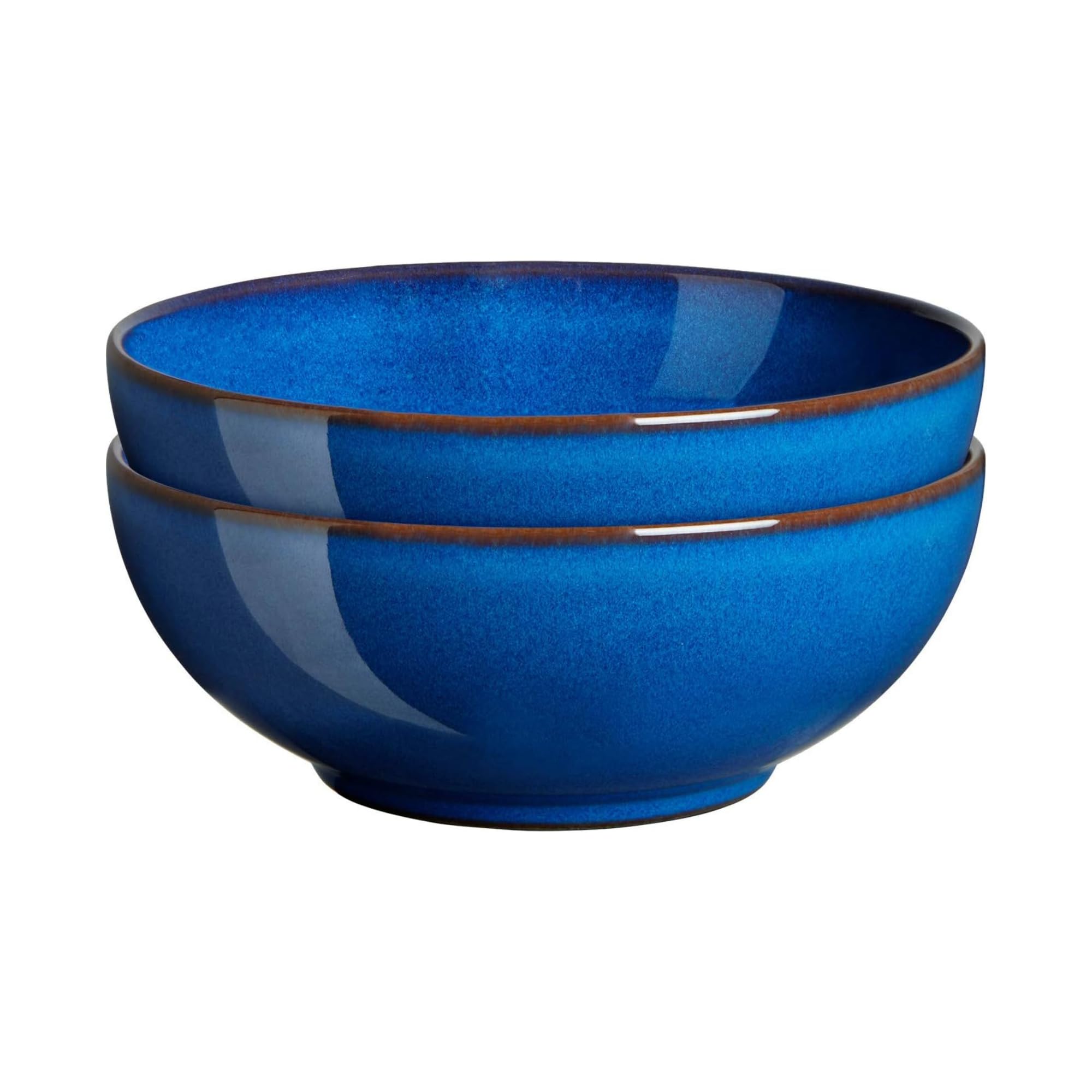 Denby Imperial Blue 2-Piece Coupe Cereal Bowl Set - Elegant Stoneware Breakfast Bowls for Cereal, Soup & Dessert | Perfect for Home Dining & Entertaining