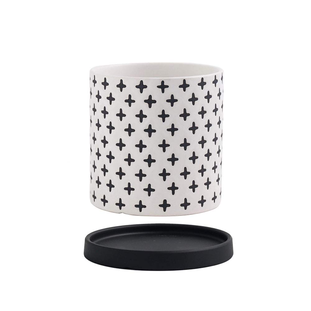 Nordic Style Ceramic Plant Pot with Saucer - Multi-Color Geometric Pattern Flower Pot for Indoor Plants, Home Decor, Living Room, Balcony & Garden Decorations | Perfect for Succulents, Herbs & Small Houseplants