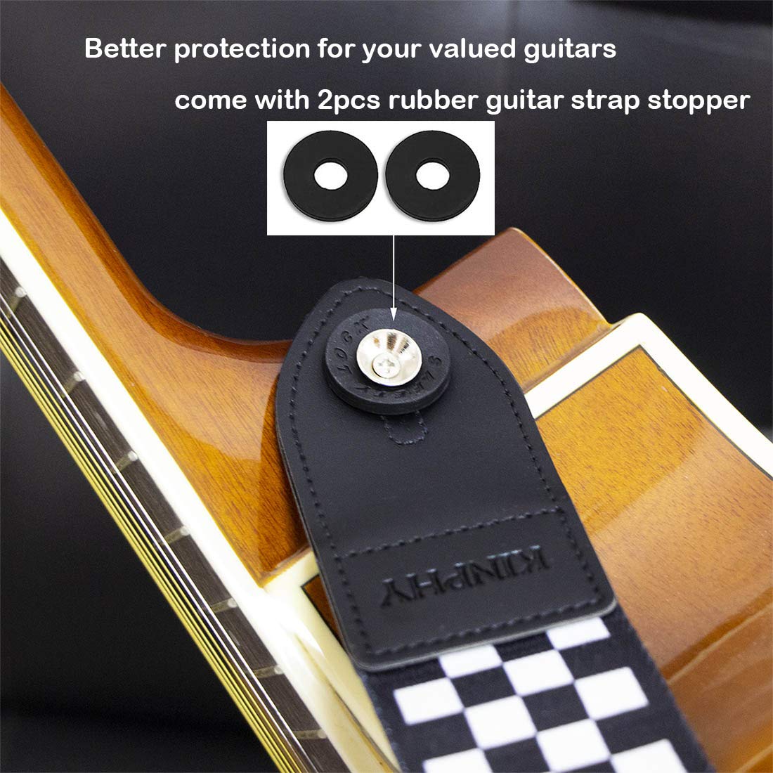 Premium Guitar Strap for Acoustic & Electric Bass - Adjustable Leather Ends with Strap Locks & Includes Free Picks - Perfect for Live Performances, Studio Sessions & Practice