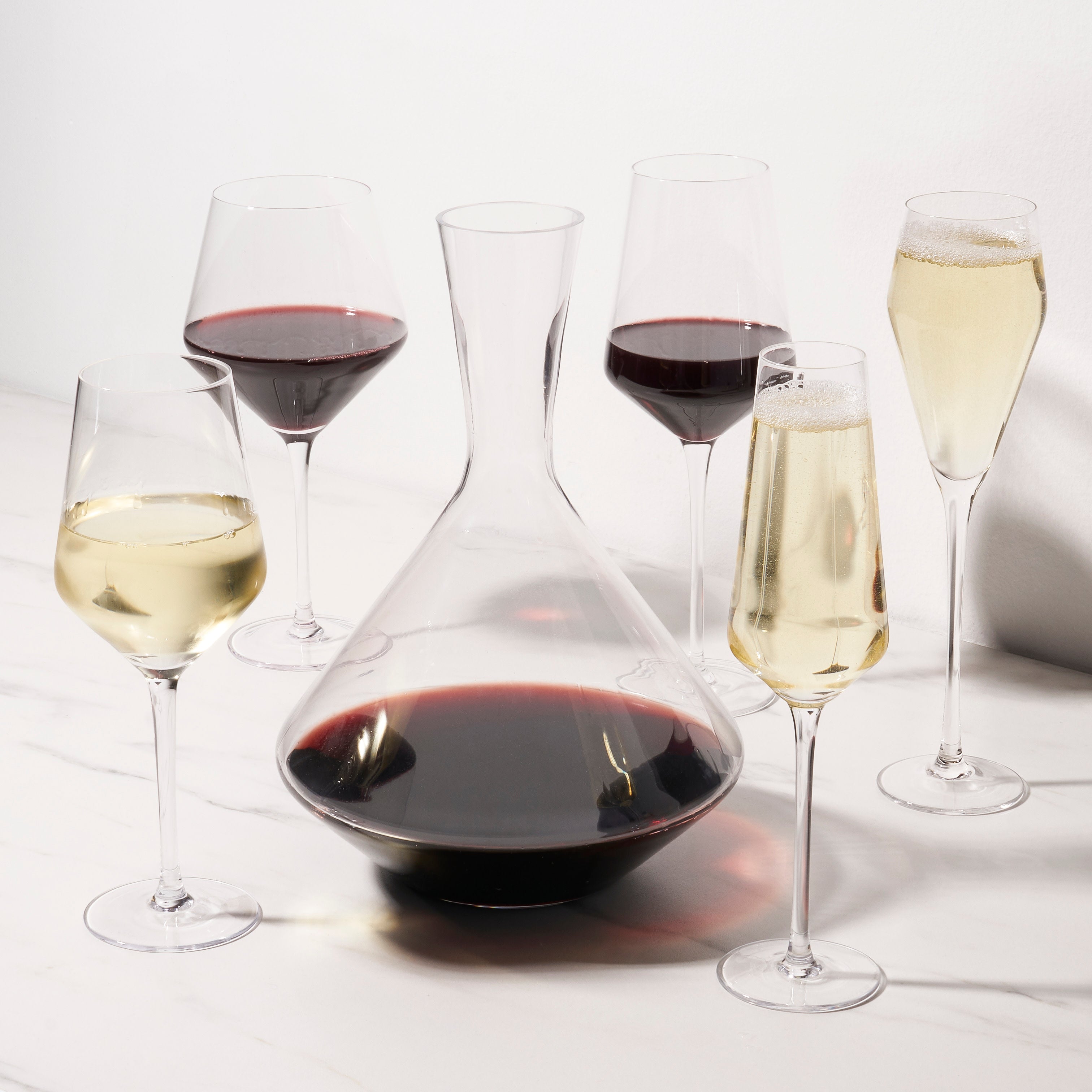 Elegant Raye Angled Crystal Bordeaux Decanter & Wine Glass Set - Perfect for Wine Tasting, Dinner Parties & Gift Giving