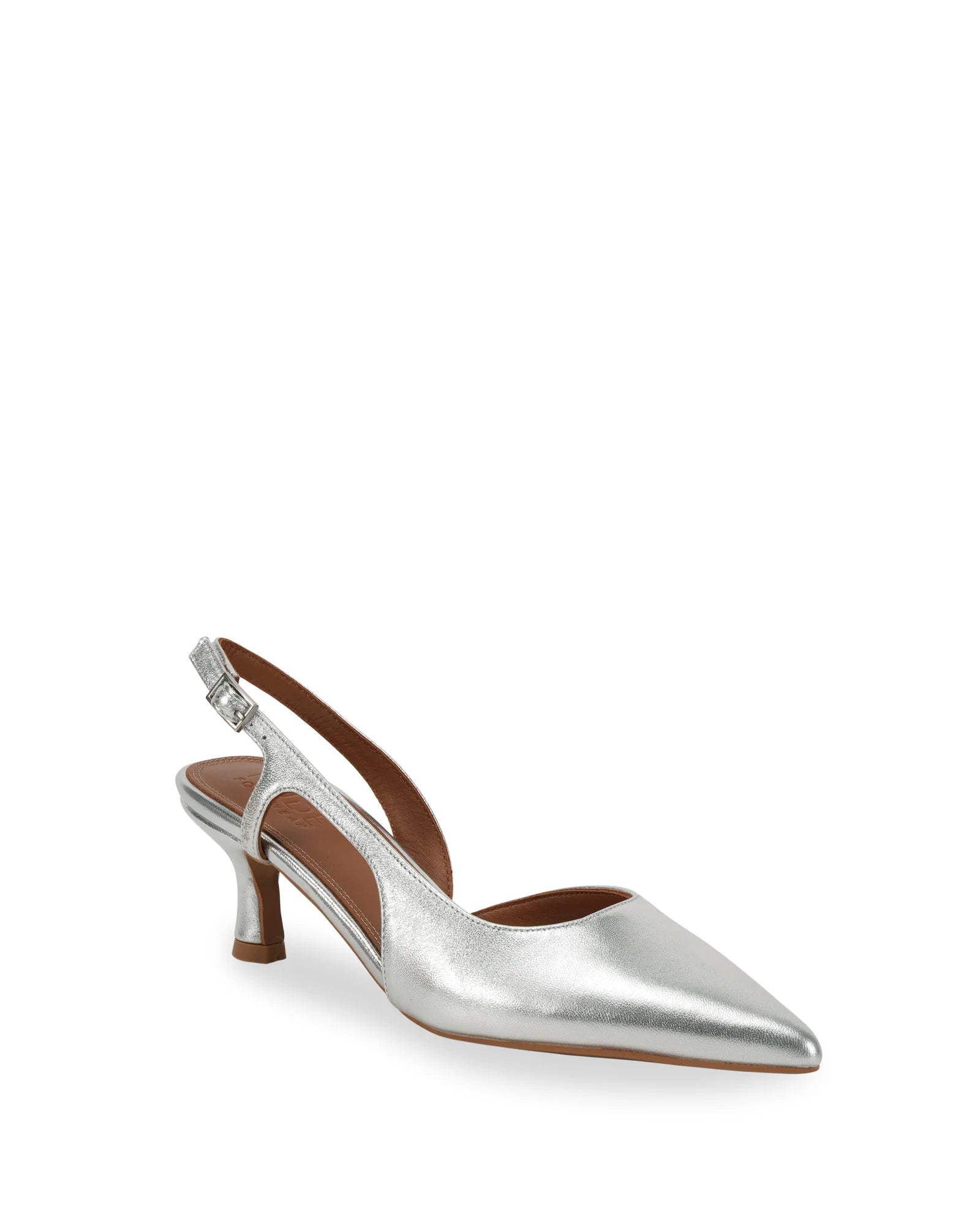 Kaylee Women's Silver Leather Pointed Toe Low Heel Pumps - Perfect for Office, Parties & Formal Events