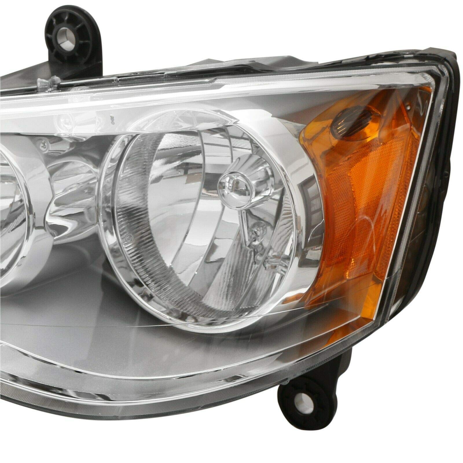 MOSTPLUS Headlight Assembly for 2011-2019 Dodge Grand Caravan & 2008-2016 Chrysler Town and Country - Chrome Housing Bumper Lights (Pair) - Perfect for Night Driving & Vehicle Upgrades