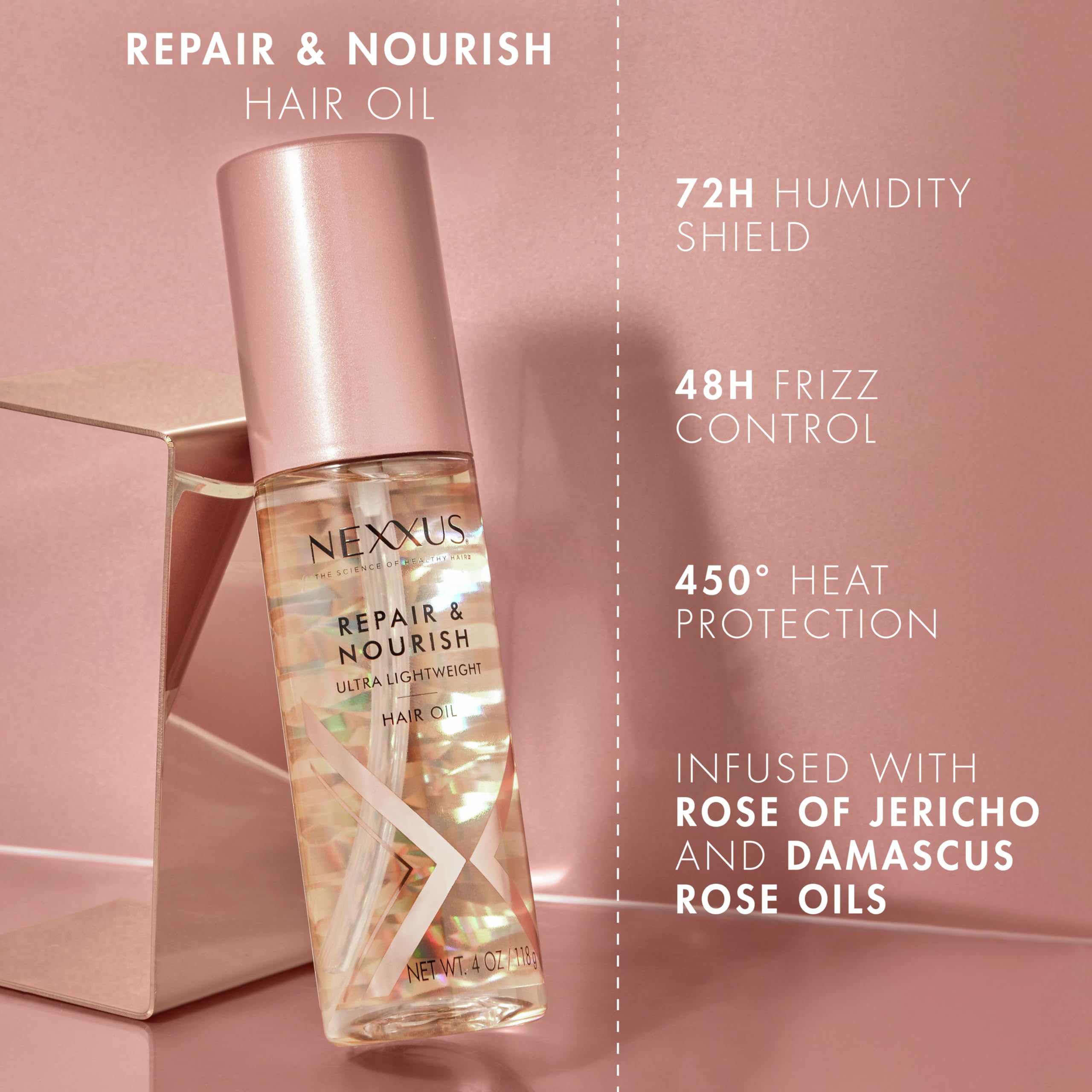 Nexxus Ultra Lightweight Hair Oil for Repair & Nourishment - StyleProtect Technology with Rose of Jericho Oil - 3.3 oz - Perfect for Damaged, Dry Hair & Heat Styling Protection