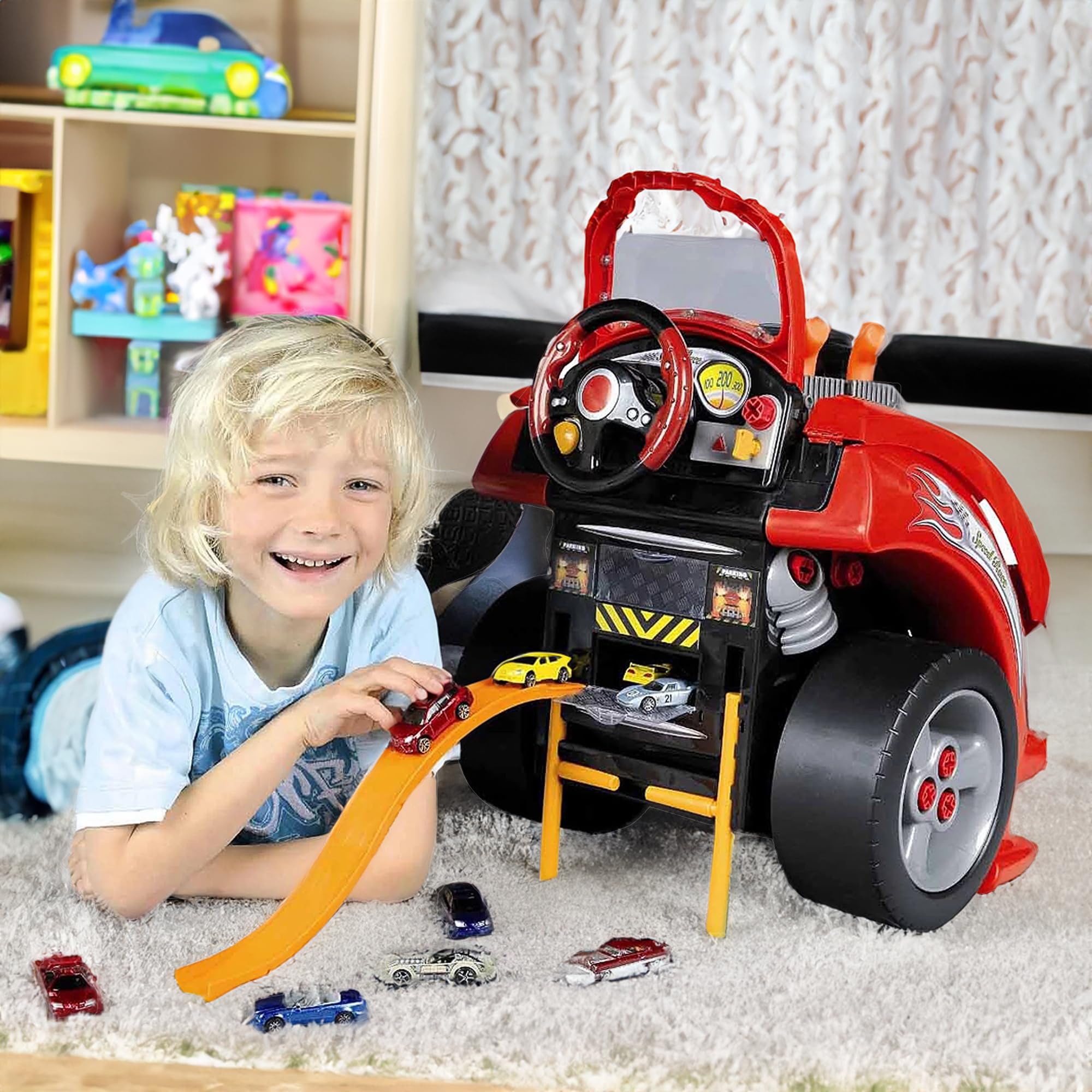 Klein Theo Service Car Station Premium Toy Set for Kids Ages 3+ - Interactive Play Vehicle Garage with Lights & Sounds - Perfect for Pretend Play, Birthday Gifts & Early Learning Development