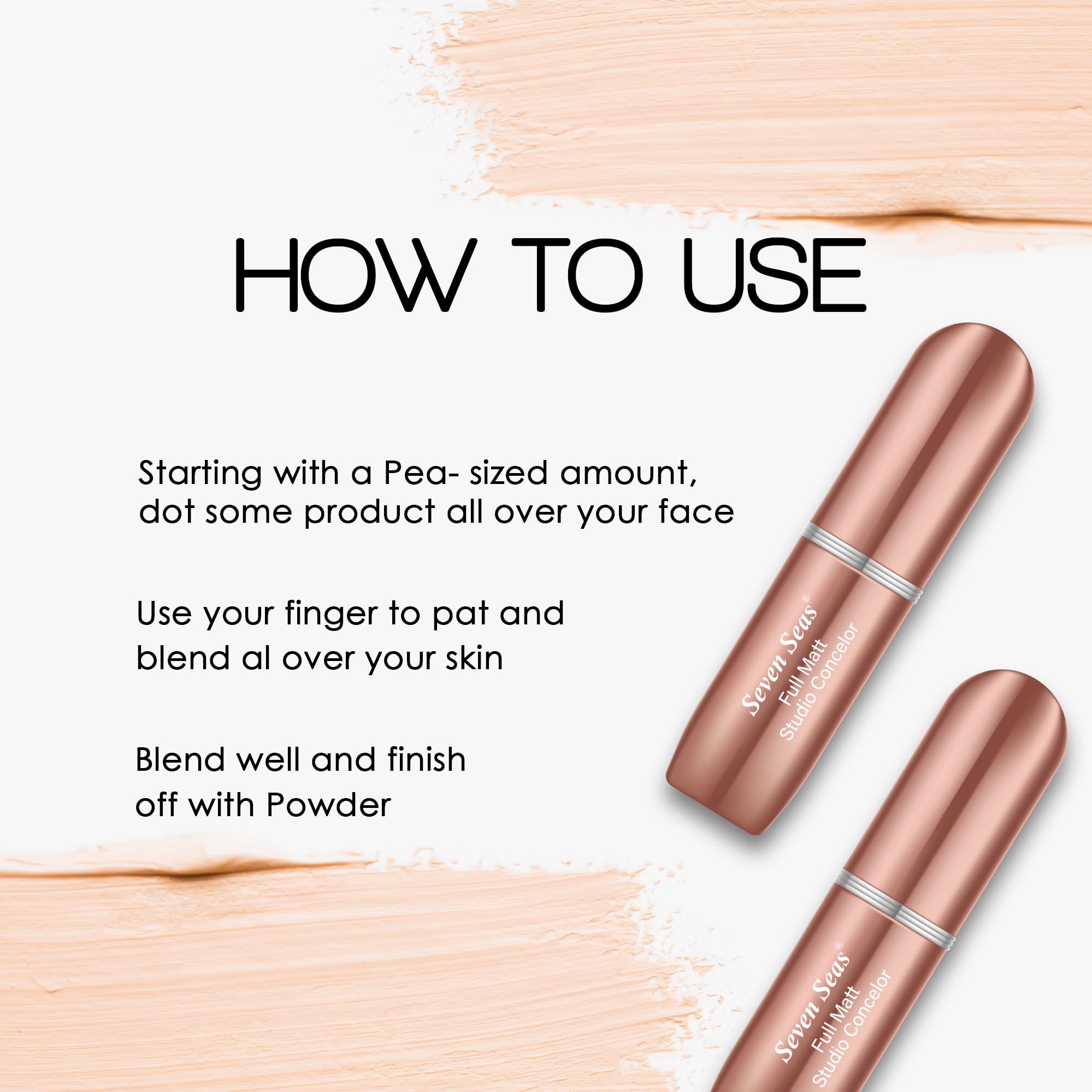 Seven Seas Full Matt Studio Concealer Stick (01 Natural) - Oil Free, Long Lasting & Blendable Concealer for Women | Medium to Full Coverage Foundation Makeup | Perfect for Daily Wear, Photo Shoots & Special Events