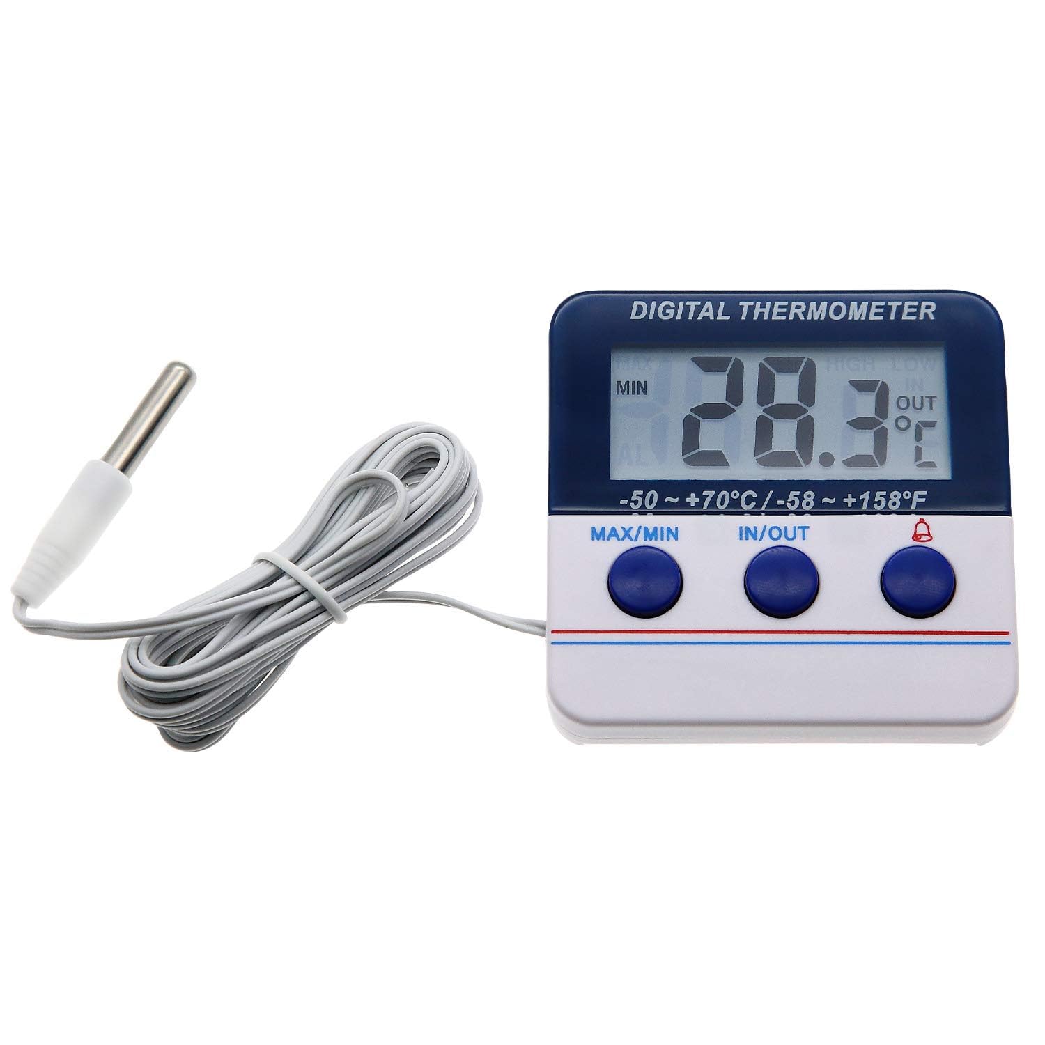 LABO Digital Fridge and Freezer Thermometer with Alarm - Accurate Wireless Temperature Monitor for Home Kitchen, Restaurant, and Cafe - Perfect for Food Safety Monitoring and Appliance Maintenance