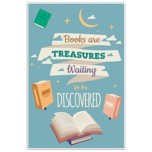 Inspirational Books Are Treasures Quote Wall Art Poster - Motivational Decor for Home, Office & Library - Perfect Gift for Book Lovers & Readers