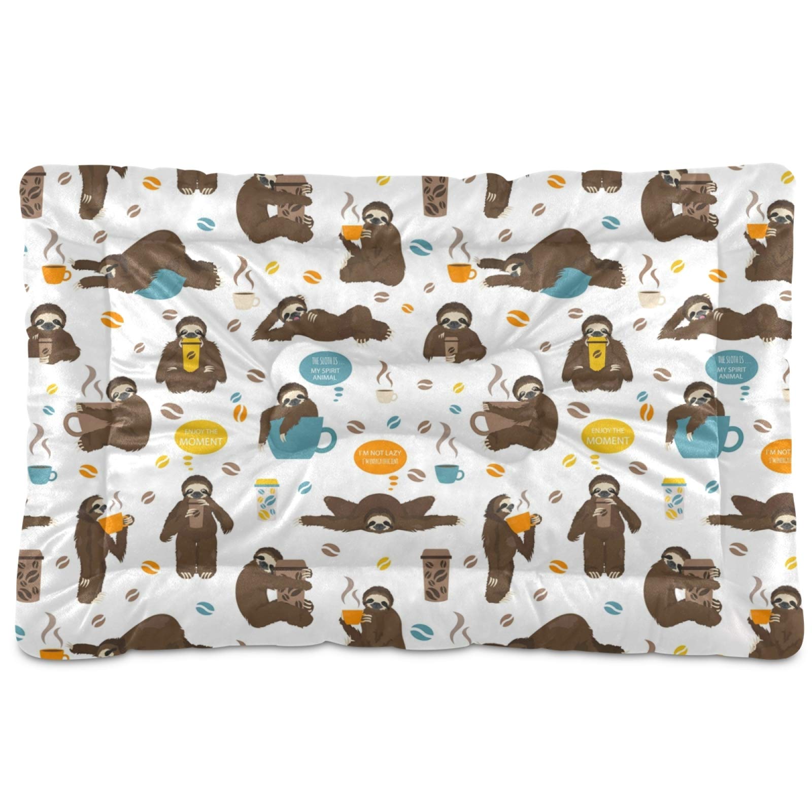 Washable Sloth Cartoon Dog Bed - Soft Crate Mat for Large, Medium & Small Dogs - 36x24 Inch Pet Mattress with Non-Slip Bottom | Perfect for Kennels, Crates & Home Use