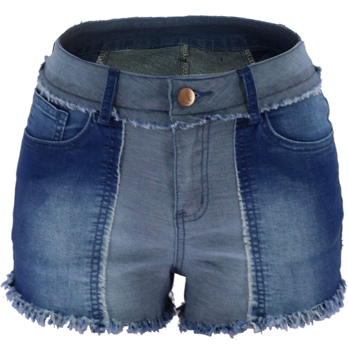 Vanberfia Women's Summer Mid Waist Ripped Denim Shorts - Distressed Raw Cut Hem, Stretchy Washed Jeans for Casual Outfits & Beach Wear