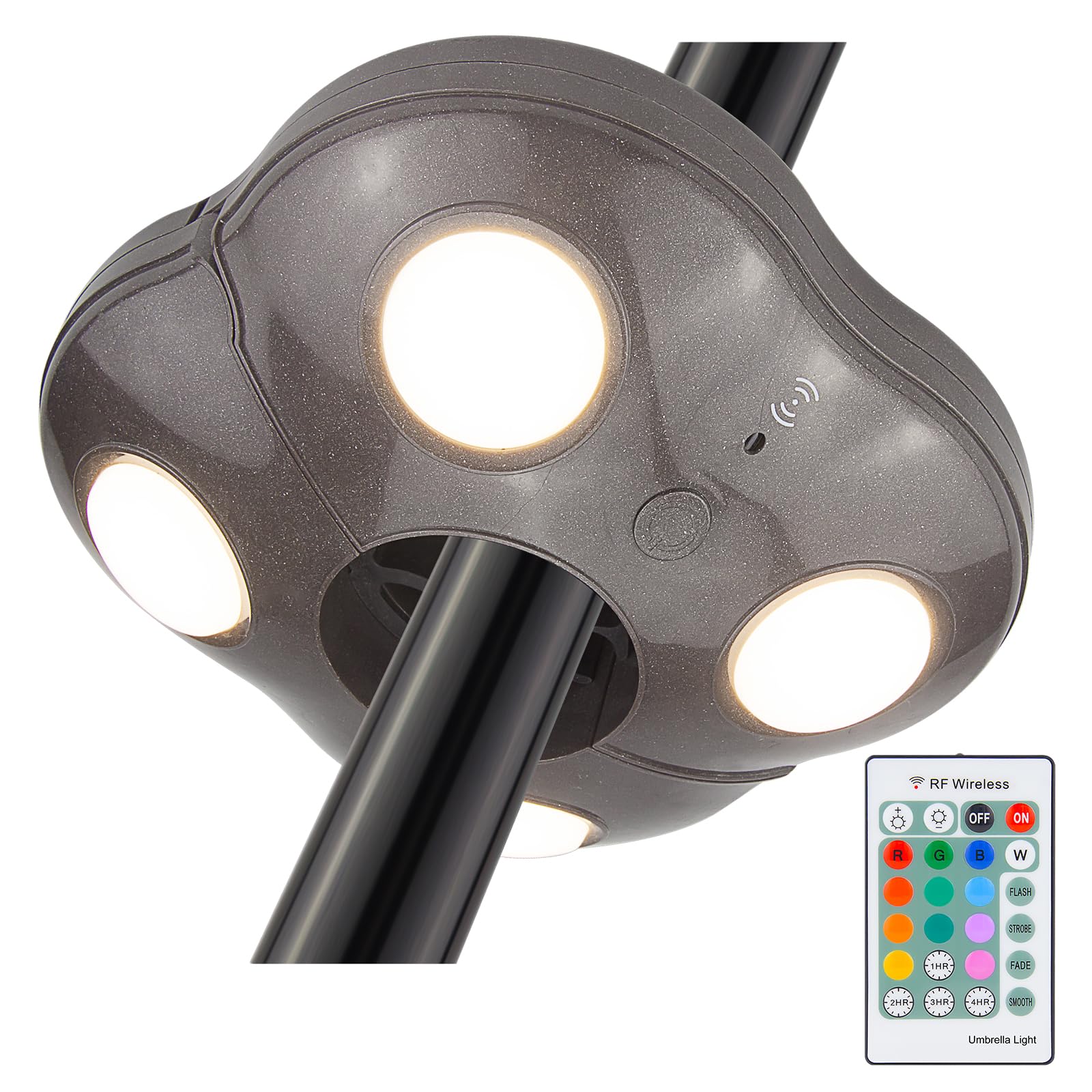 BIGMONAT Battery Operated Patio Umbrella Light with Remote - Outdoor Table Umbrella Pole Light, Wireless Color Changing Camping Tent Lights, Dimmable 250 Lumens for Backyard, Deck, Garden & Outdoor Dining