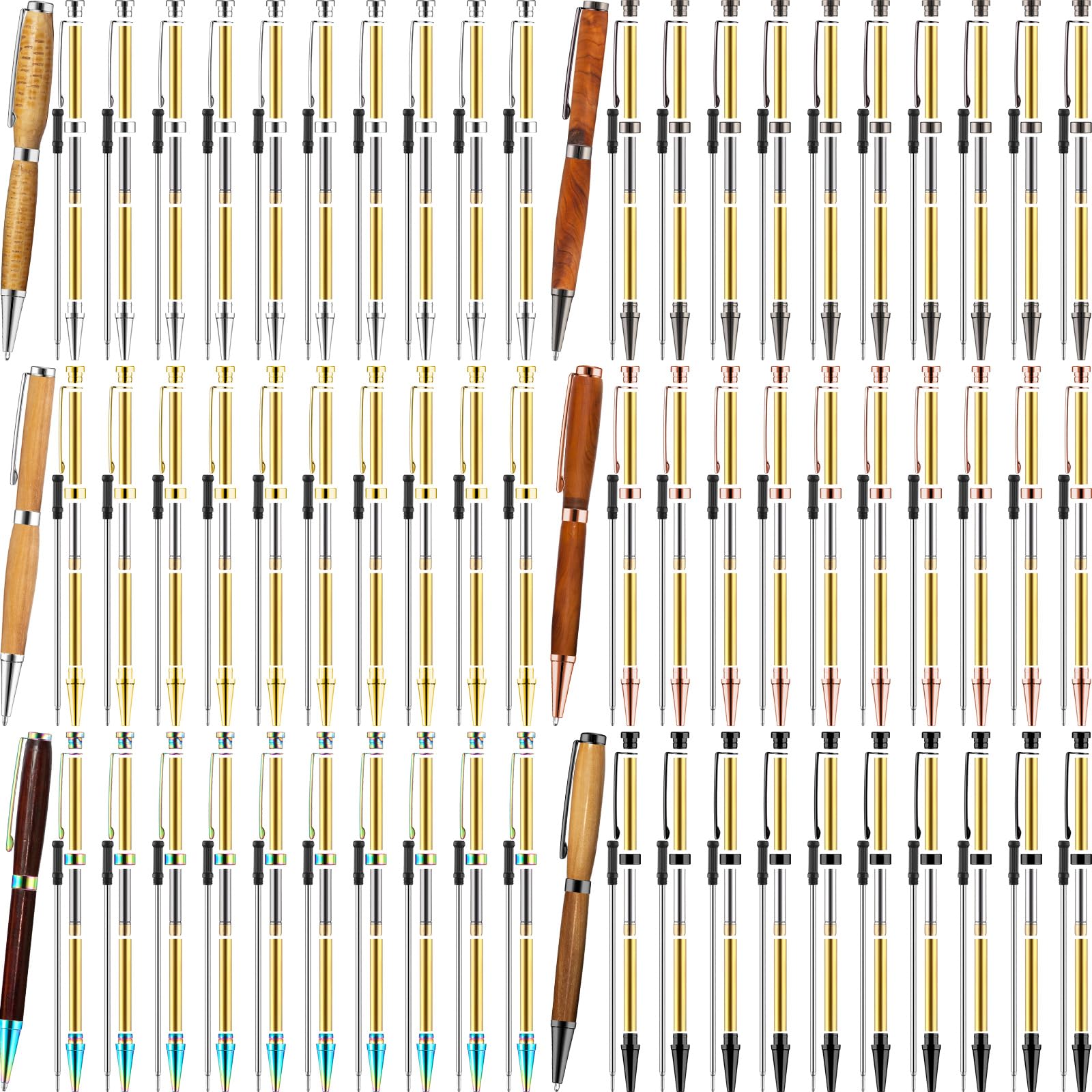60 Pcs Twist Pen Kits for Woodturning - 7mm Slimline Pen Bulk with Refill Starter Kit - DIY Wood Turning Project Supplies for Crafts & Gifts (6 Colors) - Perfect for Pen Making, Woodworking Projects & Handmade Gifts