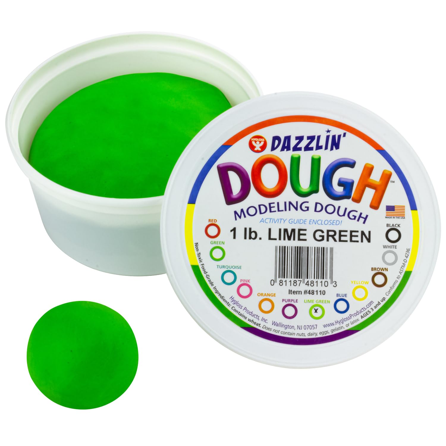 Hygloss Play Modeling Dough - 1lb Non-Toxic Kids Craft Clay - Unscented Art Supplies for Easter Basket Stuffers, Party Favors & Classroom Activities (Lime Green) - Perfect for Sensory Play & Creative Arts Projects