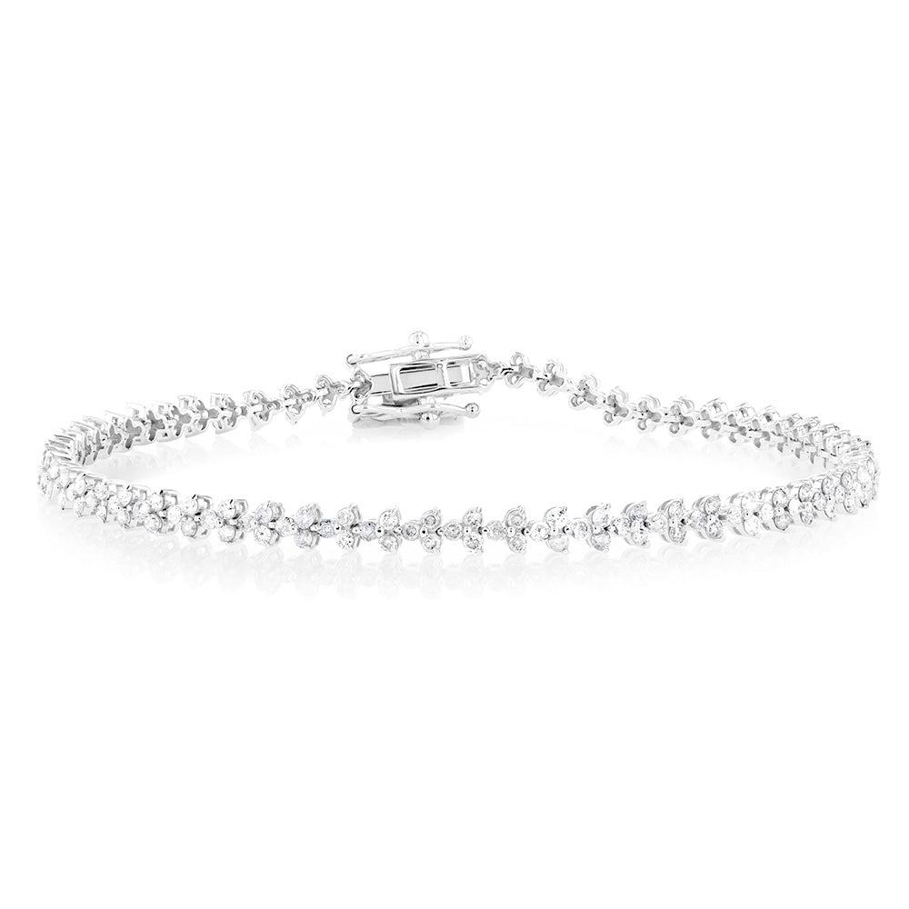 2 Carat Diamond Tennis Bracelet in 9K White Gold 17.5cm - Elegant Jewelry for Women, Perfect for Weddings, Anniversaries & Special Occasions