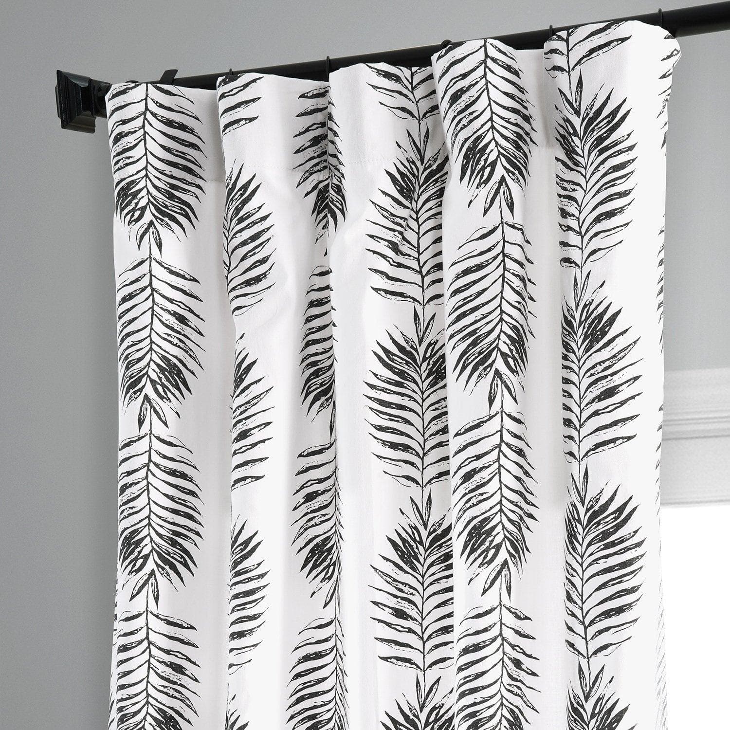 Black Floral Printed Cotton Room Darkening Curtains - Sago Collection | Elegant Window Treatment for Bedroom, Living Room & Home Decor