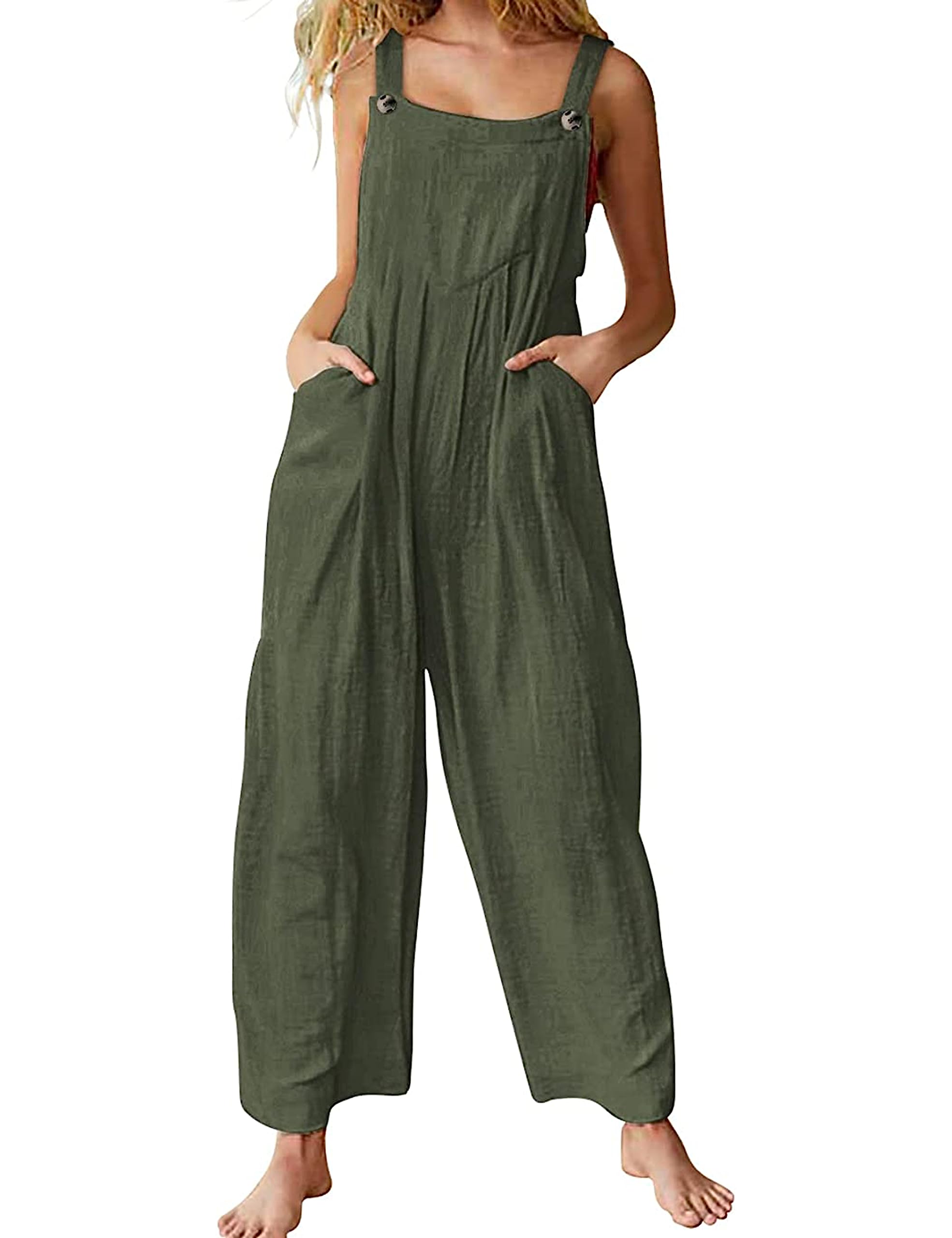 Himosyber Women's Patchwork Jumpsuit with Dual Pockets - Loose Fit Floral Print Bohemian Wide Leg Bib Overalls for Casual Wear & Summer Outfits