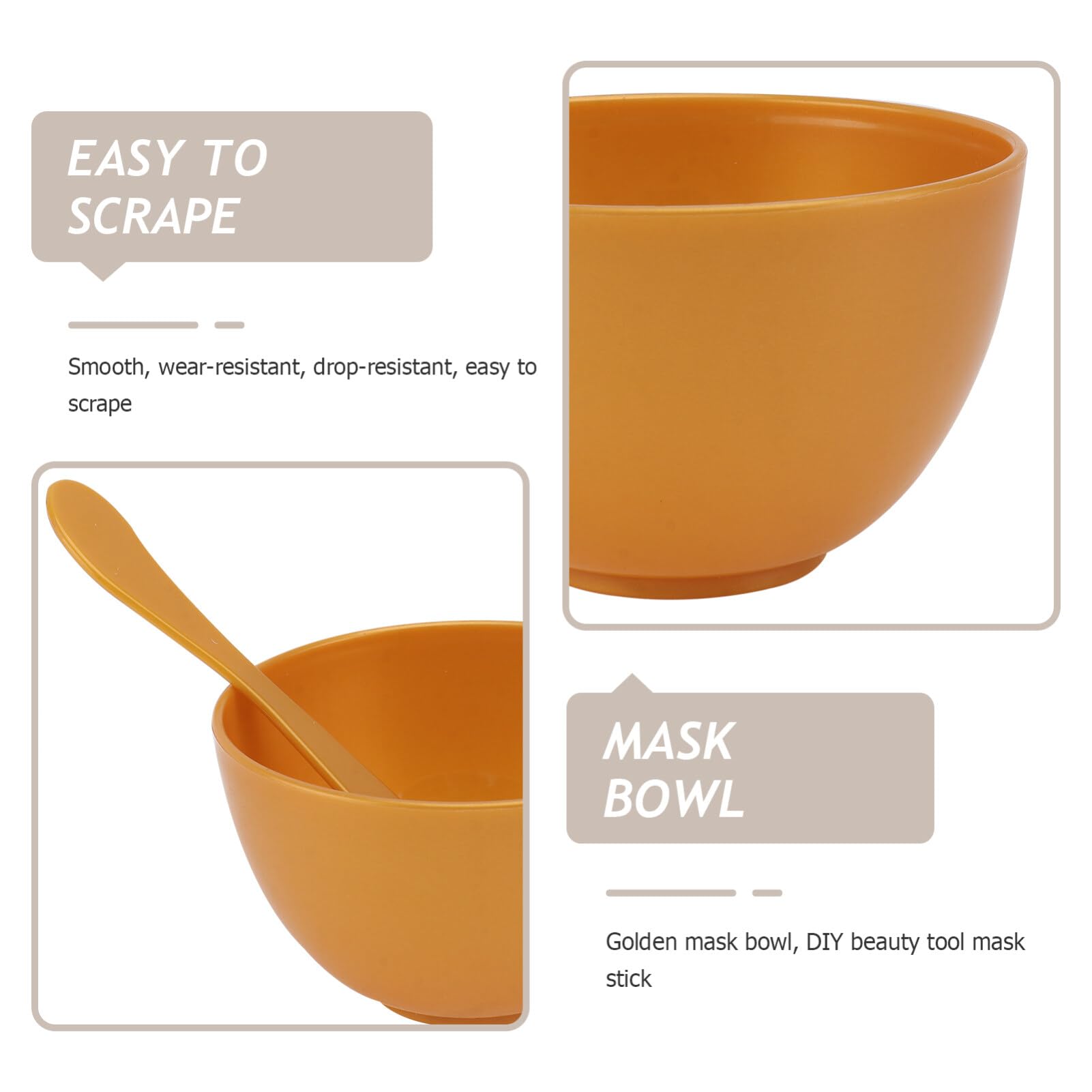Beaupretty Gold Face Mask Mixing Bowl with Stick Spatula - DIY Facial Mask Applicator & Body Butter Container Set for Skincare & Beauty Treatments at Home or Salon